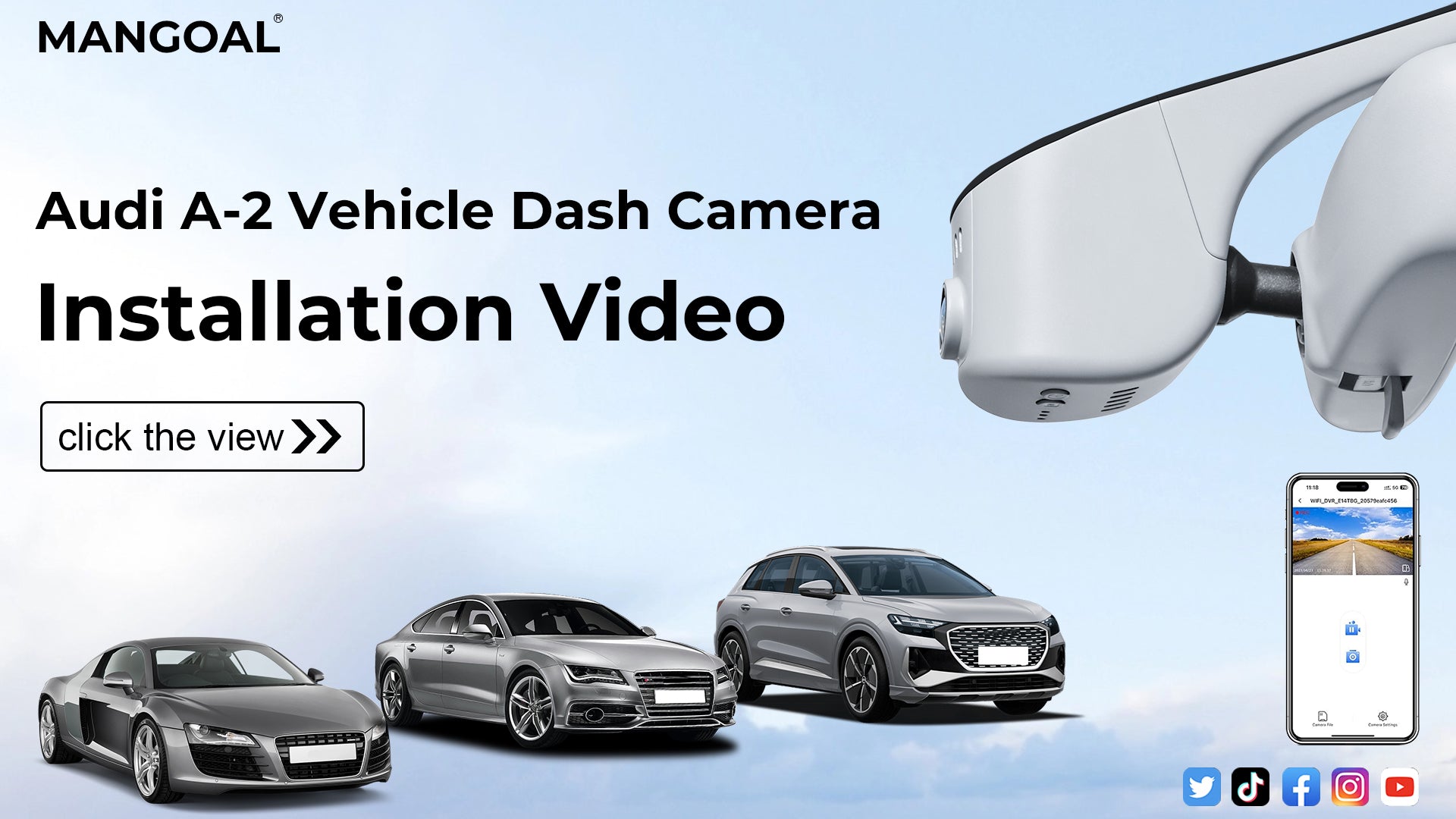 Load video: Mangoal Front 4K & Rear 1080p Dash Cam for Audi 2019-2026 A4 A6 Allroad A3 A5 Q5 S4 S6 Q7 A8 S8 TT A7 S5 Q3 S3 S7 RS3 RS5 RS6 e-tron(Model A Gray)