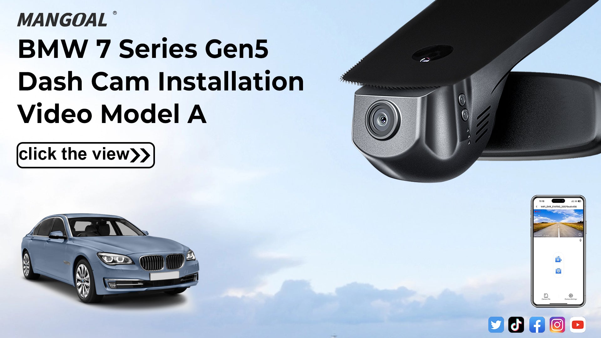 Charger la vidéo : Mangoal 4K Dash Cam for BMW 7 Series Gen5 F01/F02/F03/F04 2013-2015 (Model A)