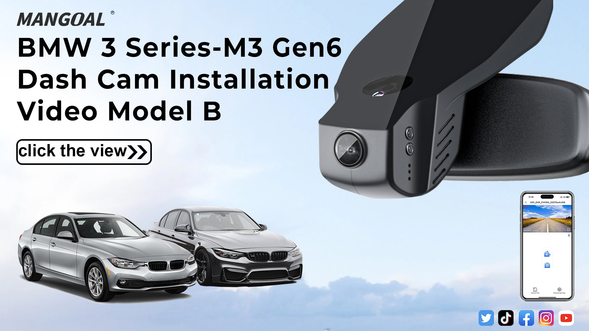 Load video: Mangoal Front 4K HDR Dash Cam STARVIS 2 for BMW 3-Series Gen6 F30 F31 F34 F35 2012-2018 Select 2019 M3 F80(Model B)