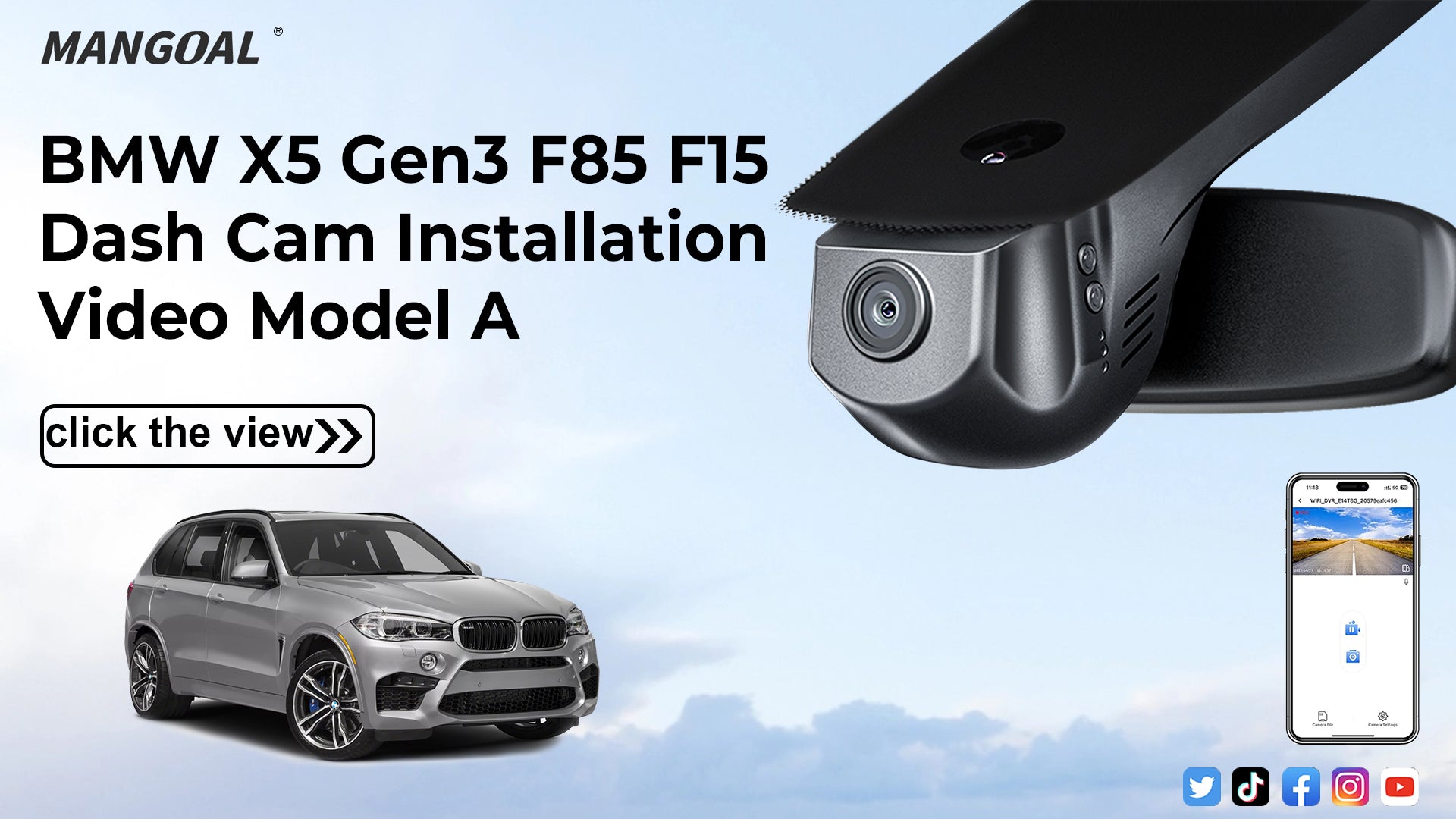 Load video: Mangoal Front 4K HDR Dash Cam STARVIS 2 for BMW X5 Gen3 F85 F15 2014-2018(Model A)