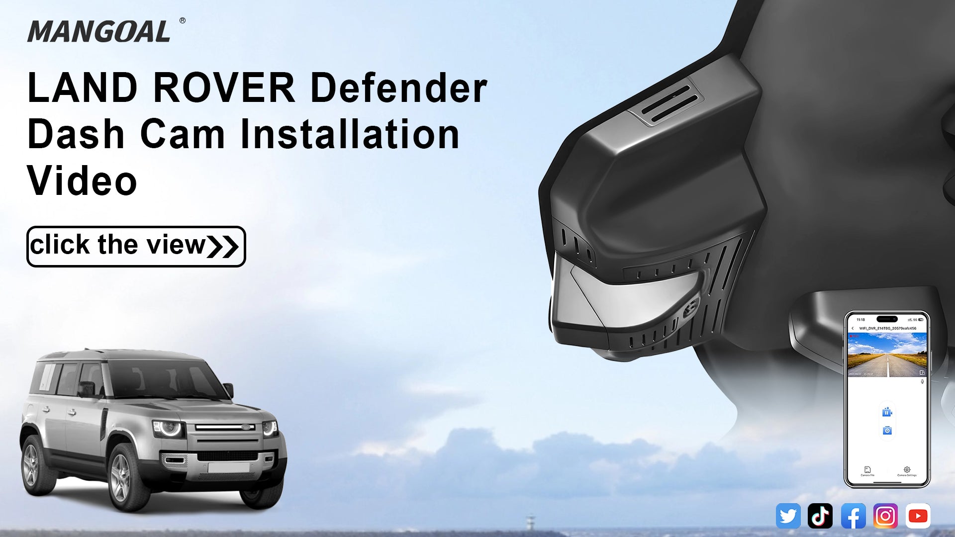 Load video: Mangoal 4K Dash Cam fit for Land Rover Defender 2020-2026