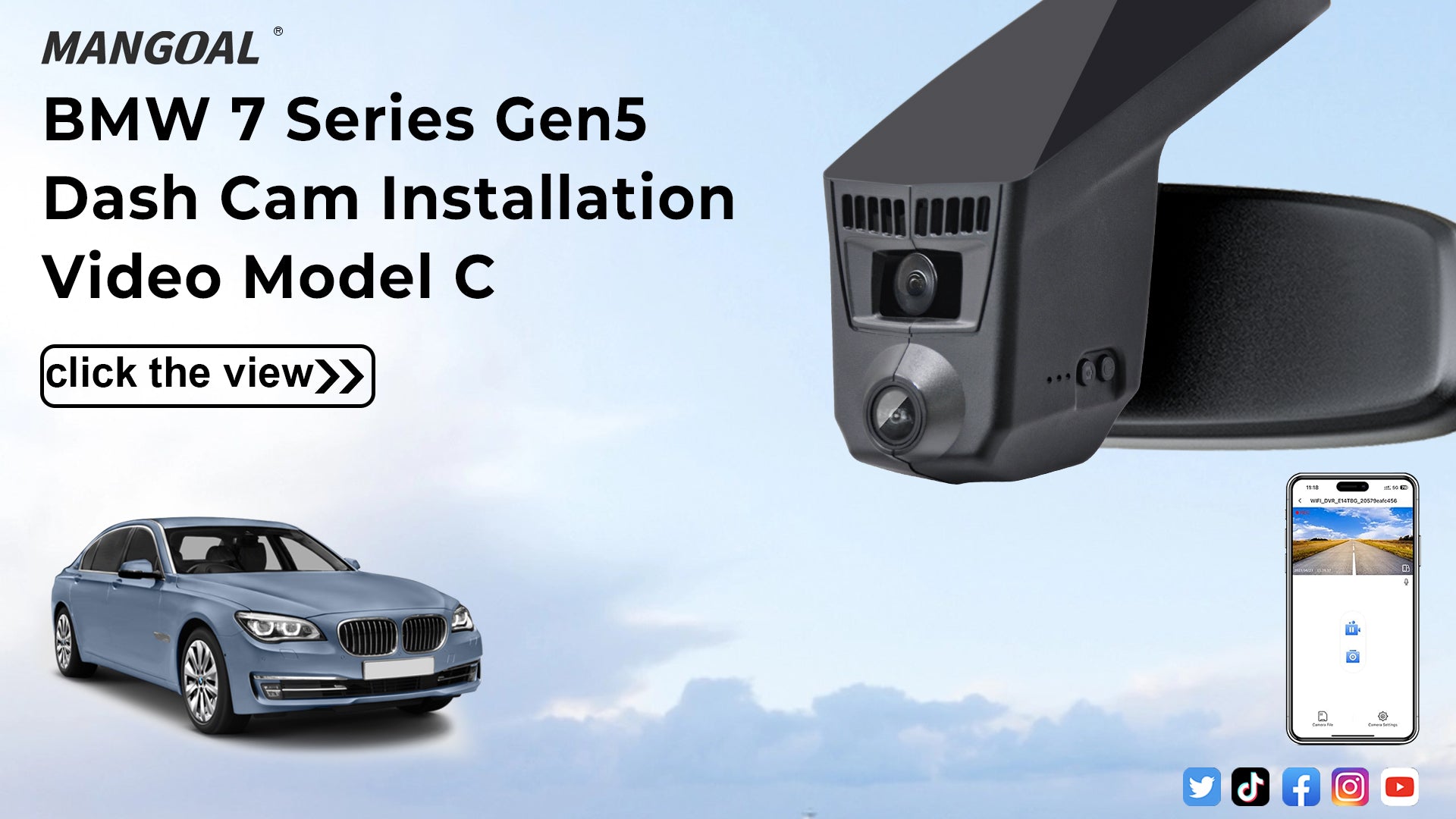 Load video: Mangoal Front 4K & Rear 1080P Dash Cam for BMW 7 Series Gen5 F01/F02/F03/F04 2013-2015 (Model C)