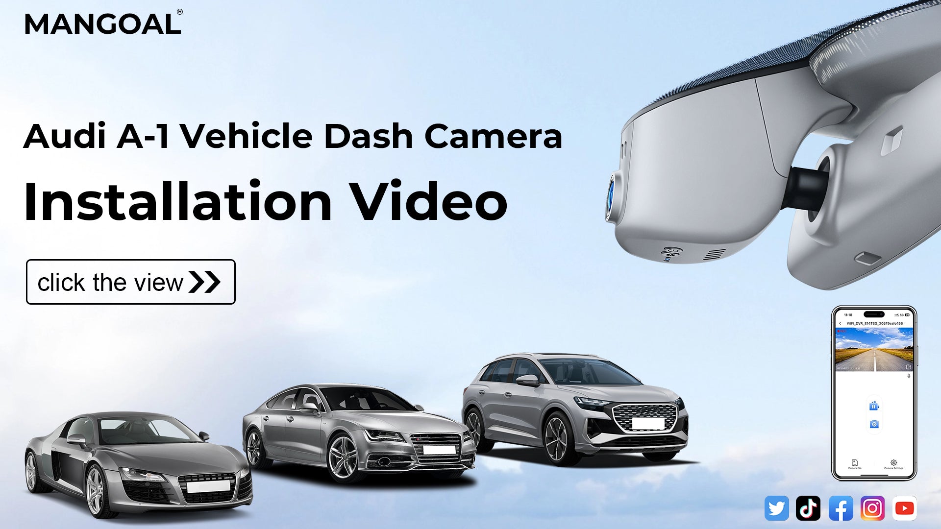 Load video: Mangoal Front 4K & Rear 1080p Dash Cam for Audi 2019-2026 A4 A6 Allroad A3 A5 Q5 S4 S6 Q7 A8 S8 TT A7 S5 Q3 S3 S7 RS3 RS5 RS6 e-tron(Model A Gray)