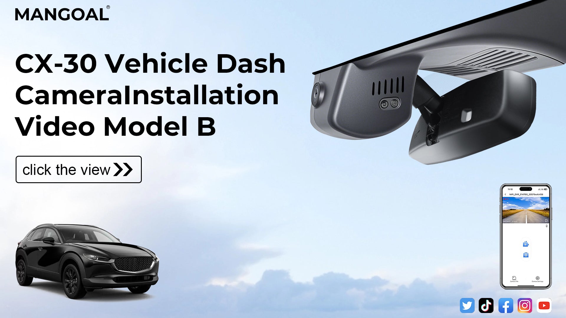 Load video: Mangoal 4K Dash Cam for Mazda CX-30 2024-2026 (Model B)