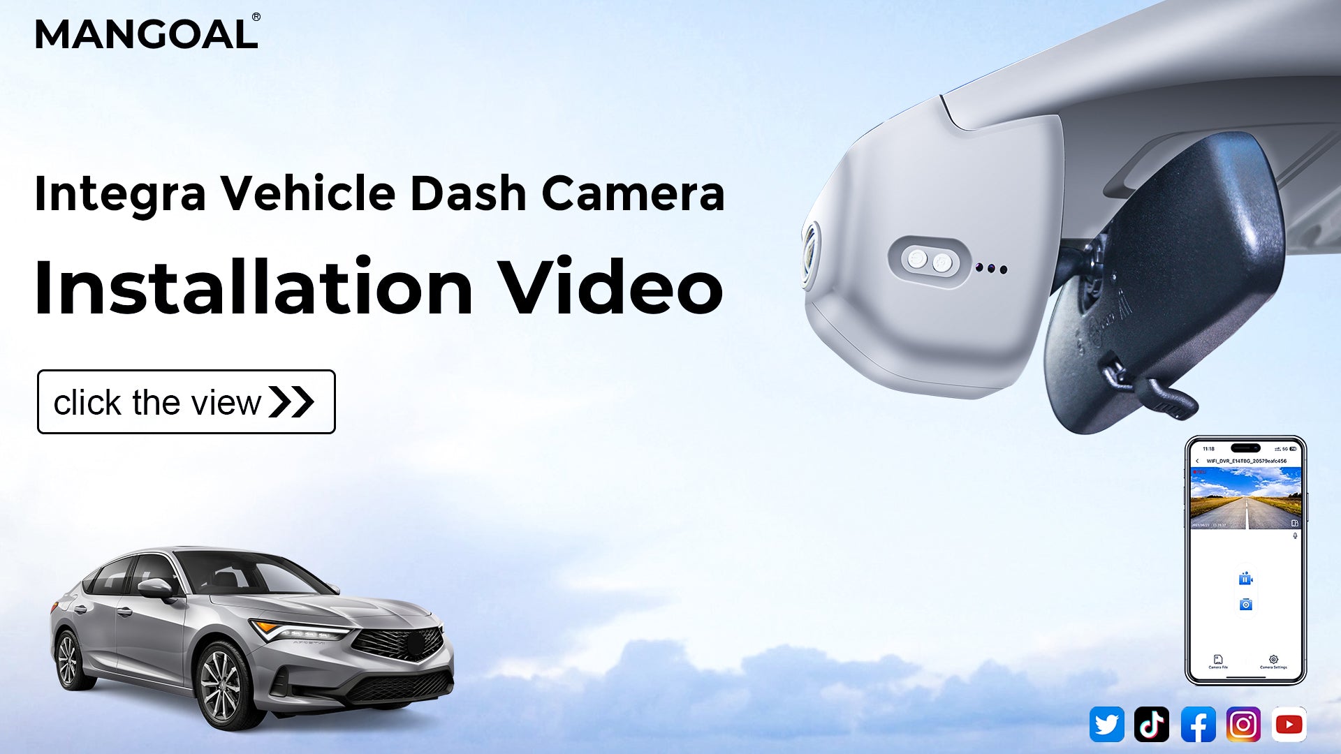 Load video: Mangoal Front 4K & Rear 2K HDR Dash Cam, Dual STARVIS 2, for Acura Integra 2023-2025(Gray)