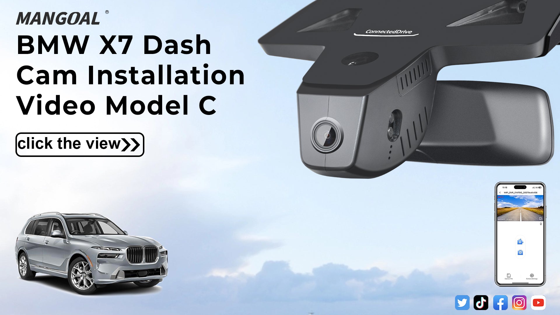 Load video: Mangoal Front 4K & Rear 2K HDR Dash Cam, Dual STARVIS 2 IMX678 IMX675, for BMW G07 X7 Facelift 2021 2023-2026(Model C)