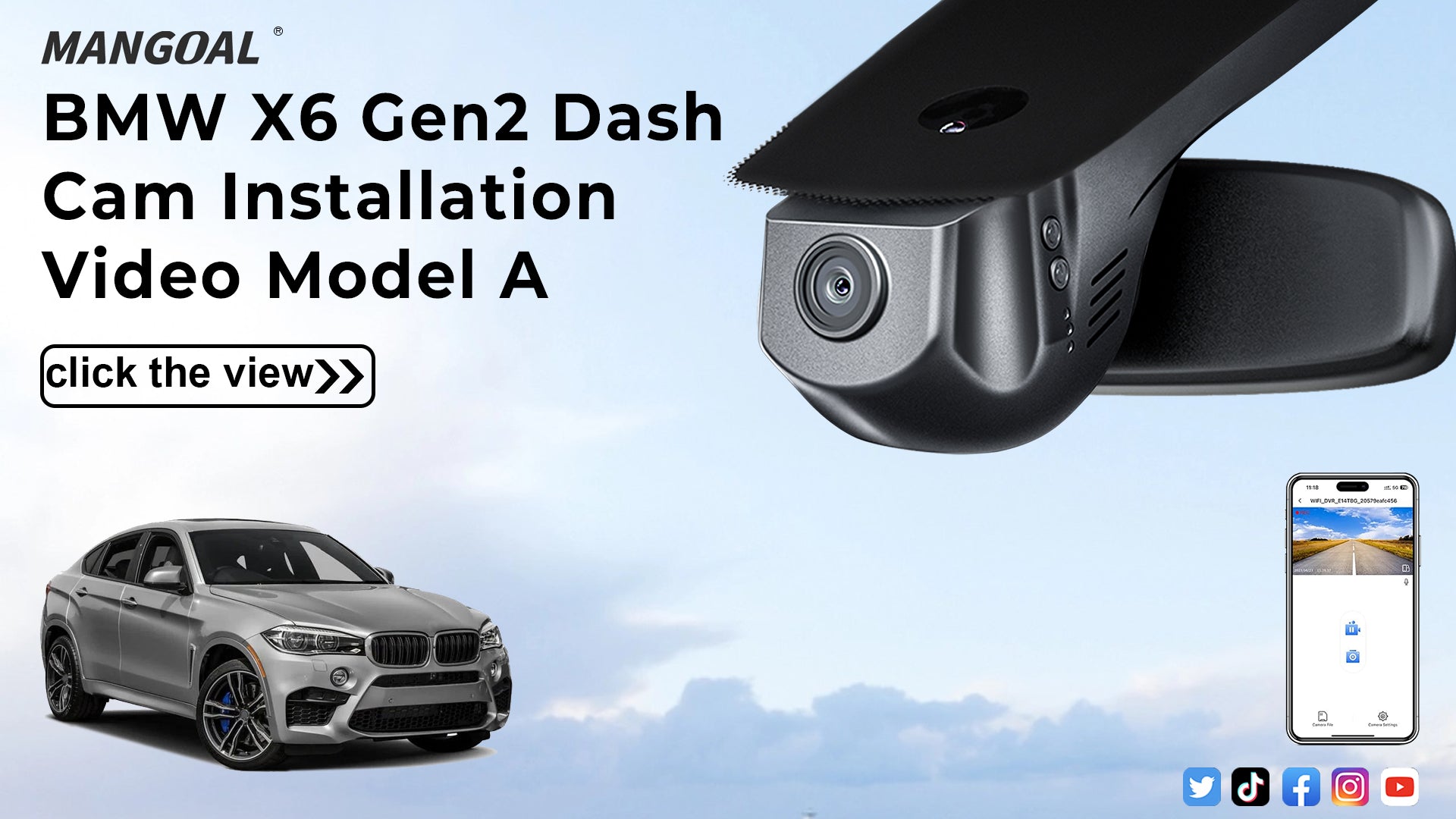 Charger la vidéo : Mangoal Front 4K HDR Dash Cam STARVIS 2 IMX678 for BMW X1 Gen2 F48/F49 2017-2022(Model B)