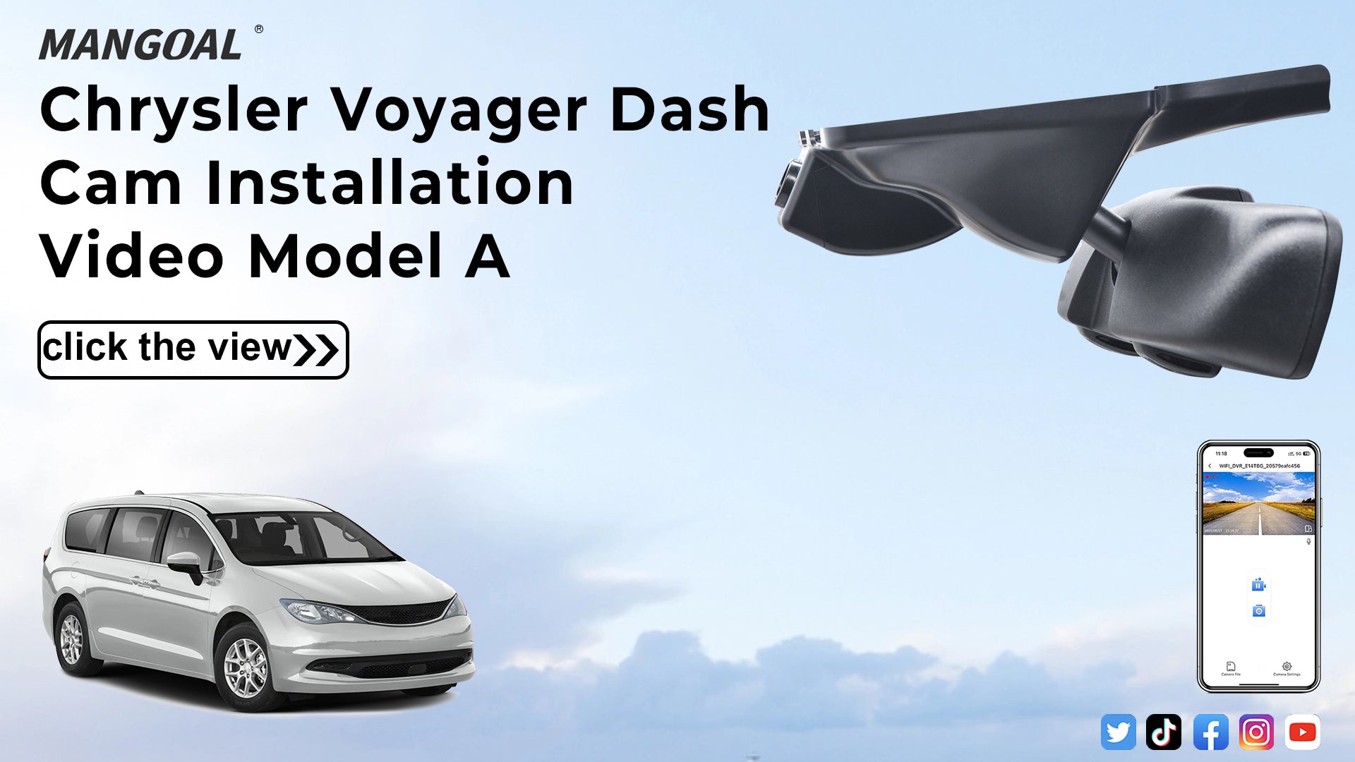 Load video: Mangoal Front 4K HDR Dash Cam STARVIS 2 for Chrysler Voyager Gen6 2020-2025 (Model A)