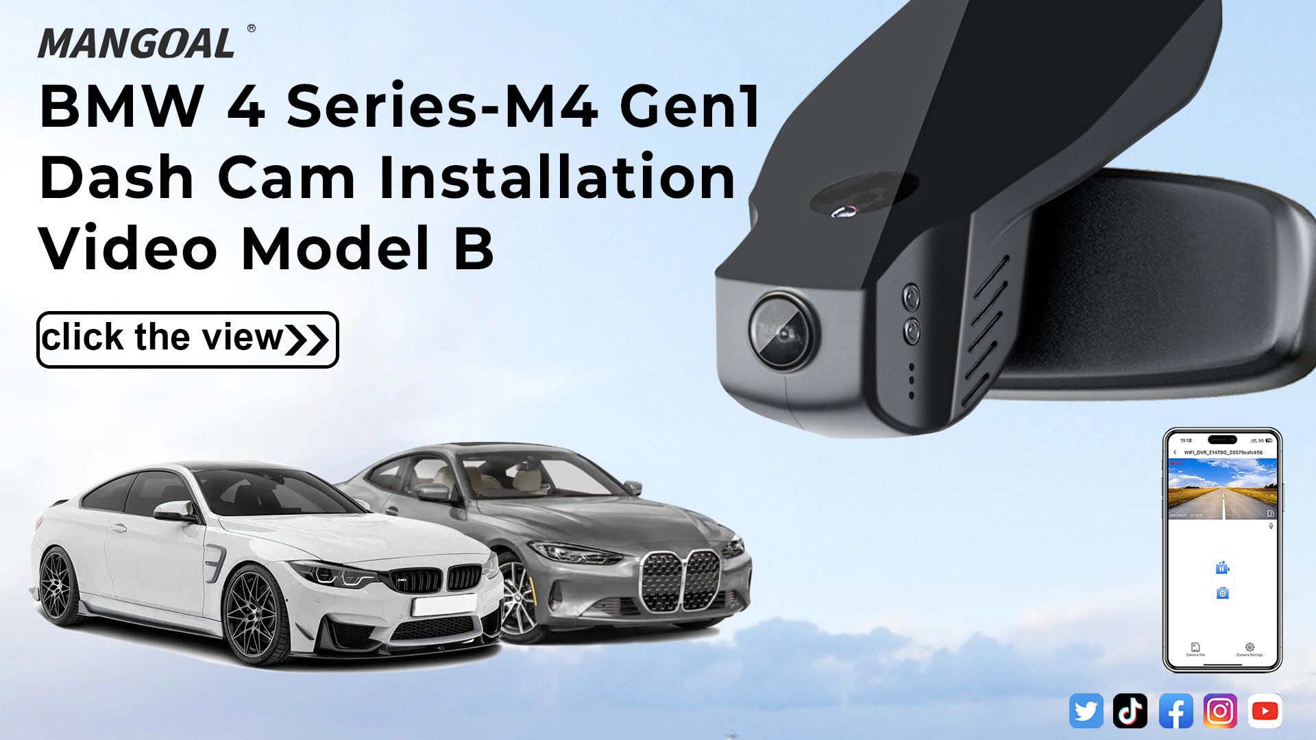 Load video: Mangoal Front 4K HDR Dash Cam STARVIS 2 for BMW 4-Series Gen1 F32 F33 F36 2014-2020 M4 F82 F83(Model B)