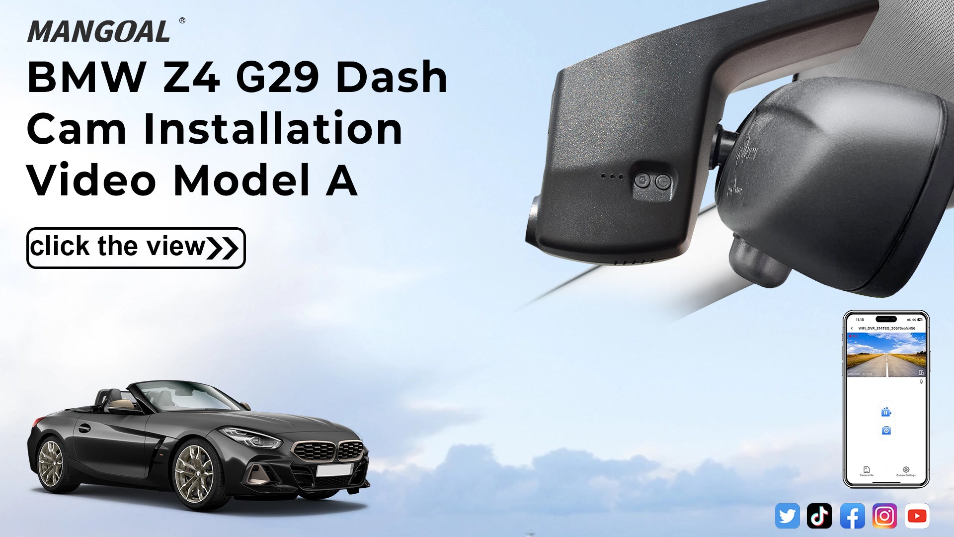 Load video: Mangoal Front 4K HDR Dash Cam STARVIS 2 IMX678 for BMW Z4 G29 2019-2026(Model A)