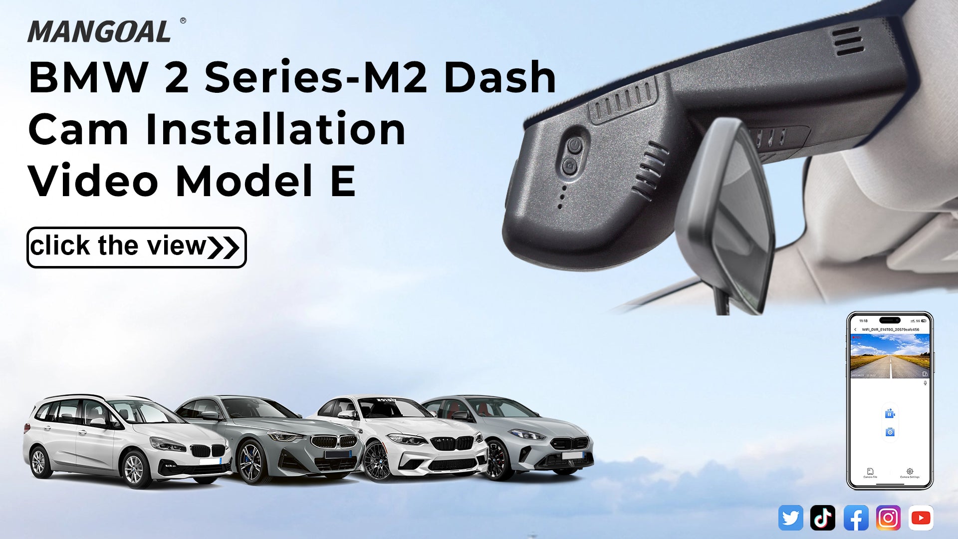 Load video: Mangoal 4K Dash Cam for BMW 2 Series & M2 (Model E)