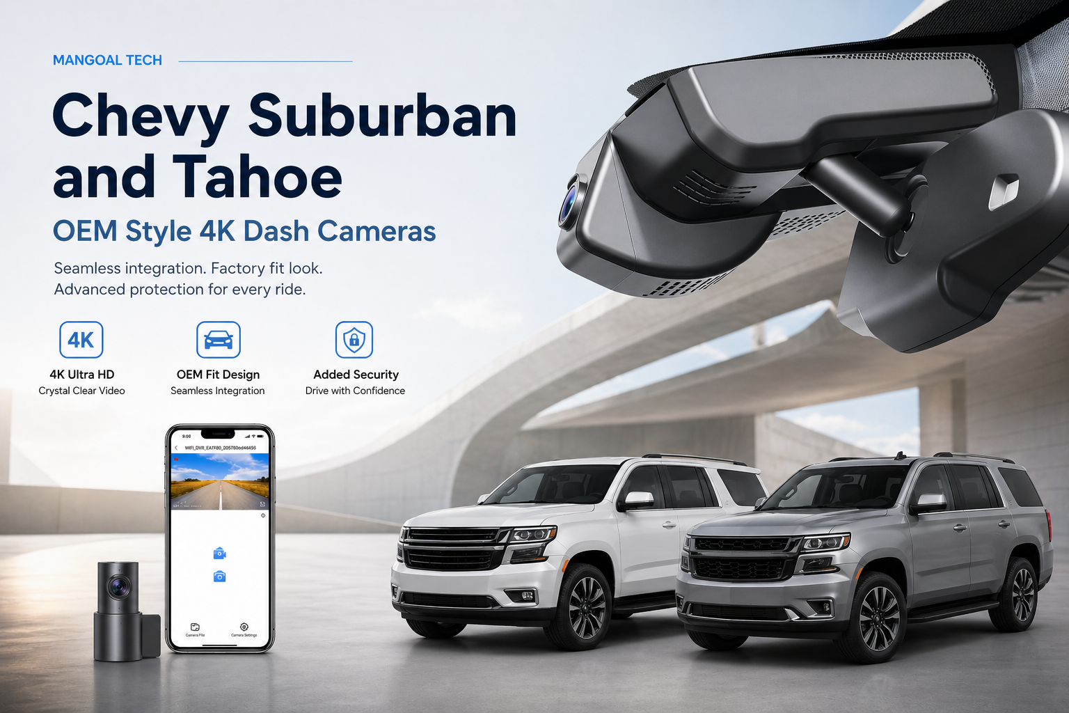 Chevy Suburban and Tahoe OEM Style 4K Dash Cameras – mangoal