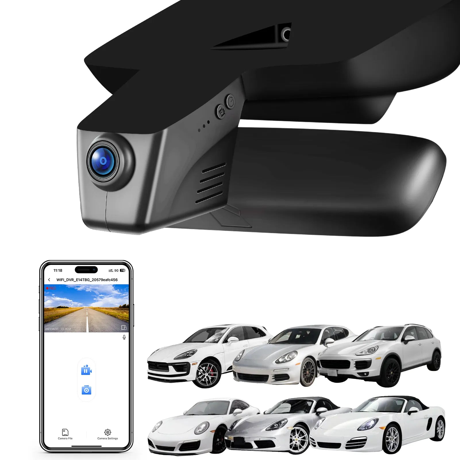 Front 4K STARVIS 2 HDR DashCam IMX678, for Cayenne(E2 92A) 2011-2018,Macan 2015-2026,911(991) 2011-2019,Panamera(970) 2010-2016,Boxster/Cayman(981) 2013-2016,718 Boxster/Cayman/Spyder(982) 2017-2025(Model B)