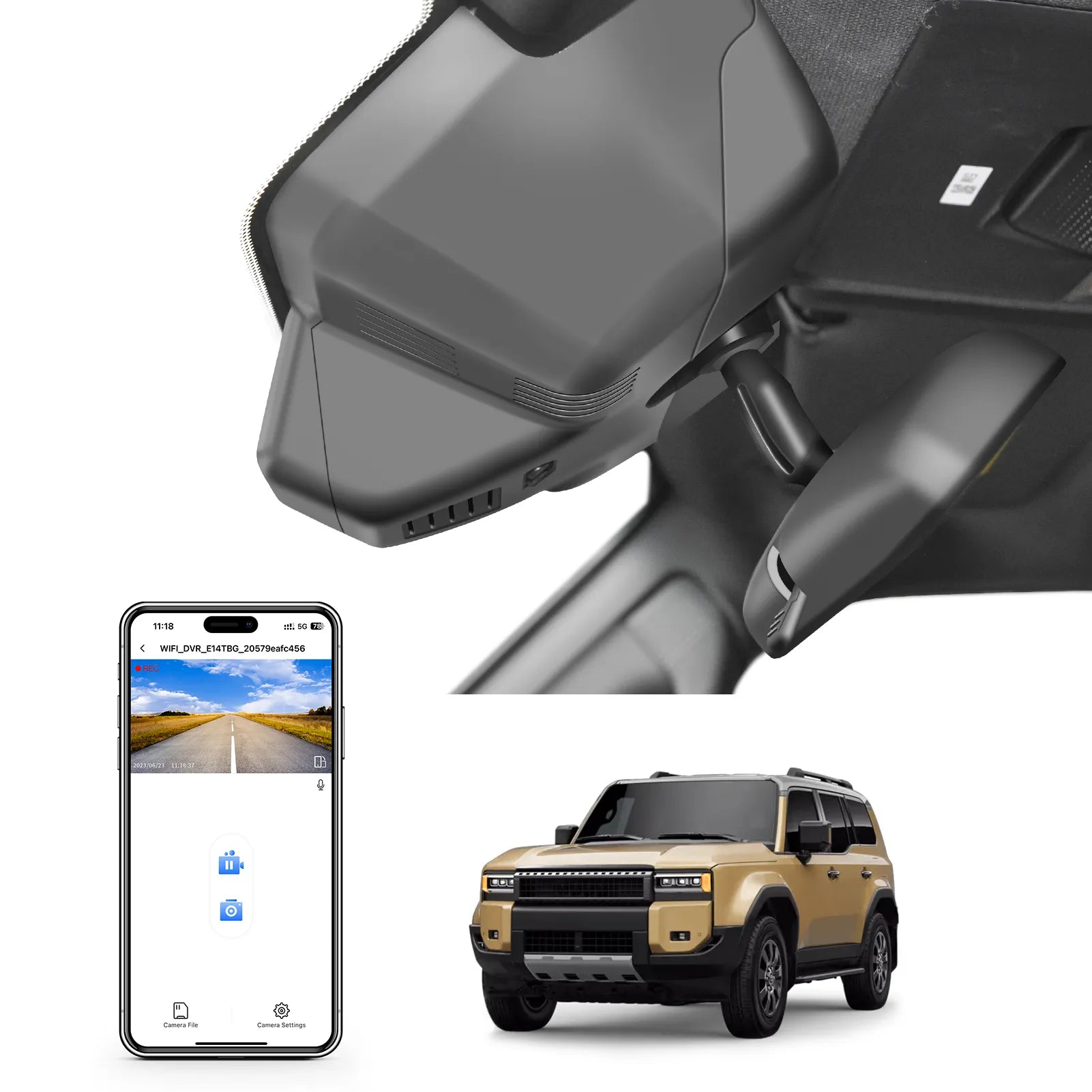Front 4K HDR Dash Cam STARVIS 2 IMX678, Custom Fit for Toyota Land Cruiser 2024 2025 2026(J250/Gen15), 5GHz WiFi, GPS, 64GB Card