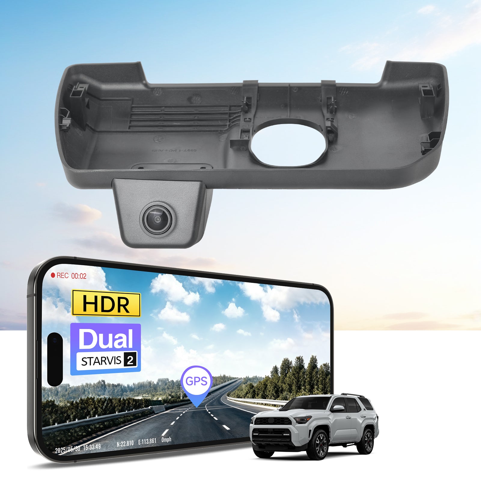 Mangoal Front 4K HDR Dash Cam STARVIS 2 IMX678, for Toyota 4Runner &Hybrid 2025-2026(Model B)