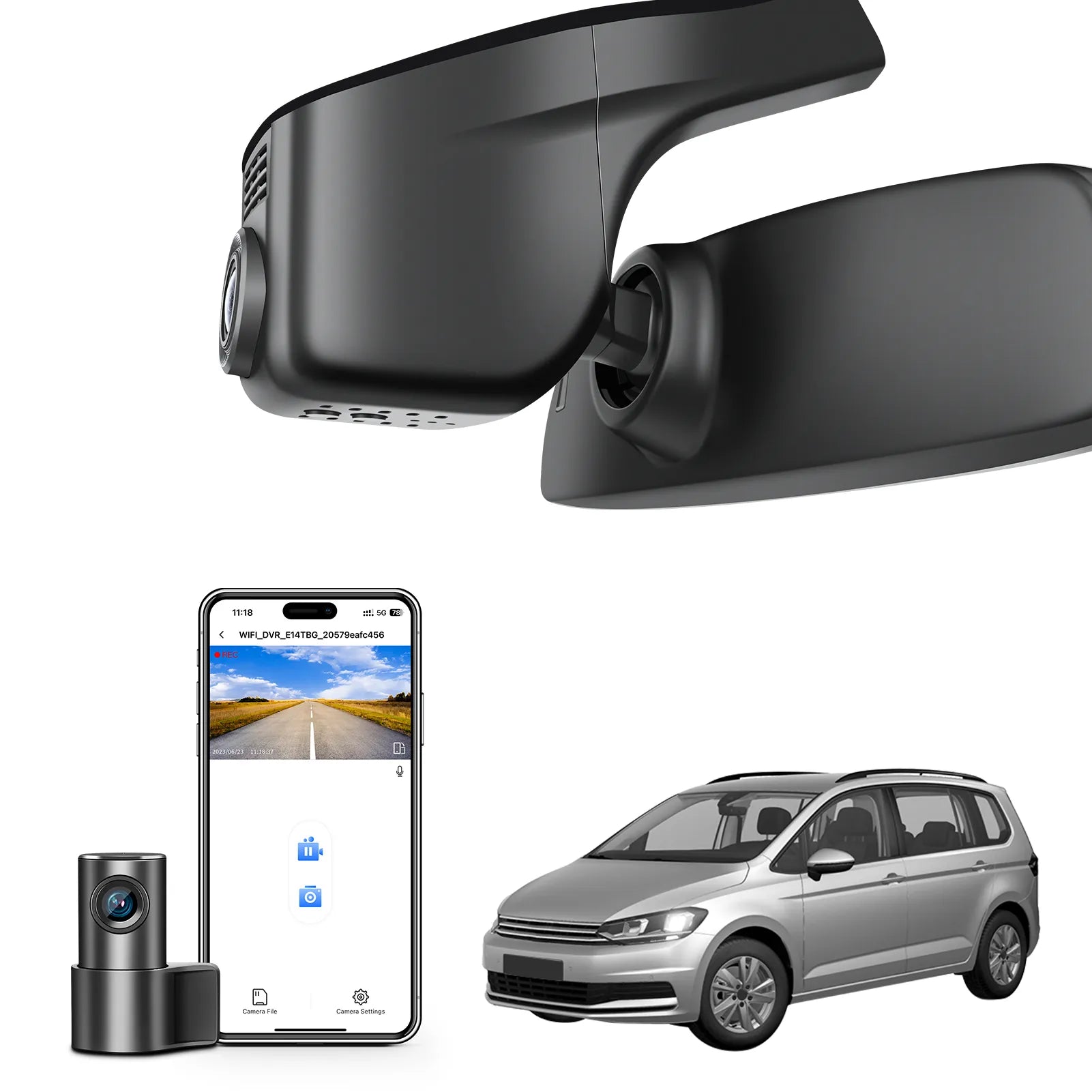 Mangoal 4K Front & 2K Rear 2 Channel HDR Dash Cam, Dual STARVIS 2 IMX678 IMX675, Custom Fit for Volkswagen Touran 2016-2022 2024 (Model A Black)
