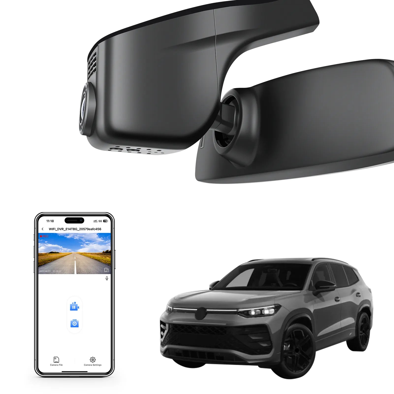 Mangoal Front 4K HDR Dash Cam STARVIS 2 IMX678, Custom Fit for Volkswagen Tayron 2019-2025(Model A Black)