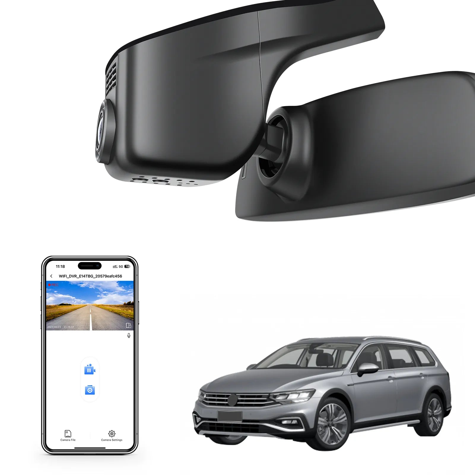 Mangoal Front 4K HDR Dash Cam STARVIS 2 IMX678, Custom Fit for VW Passat B8 2015-2024 (Model A Black)