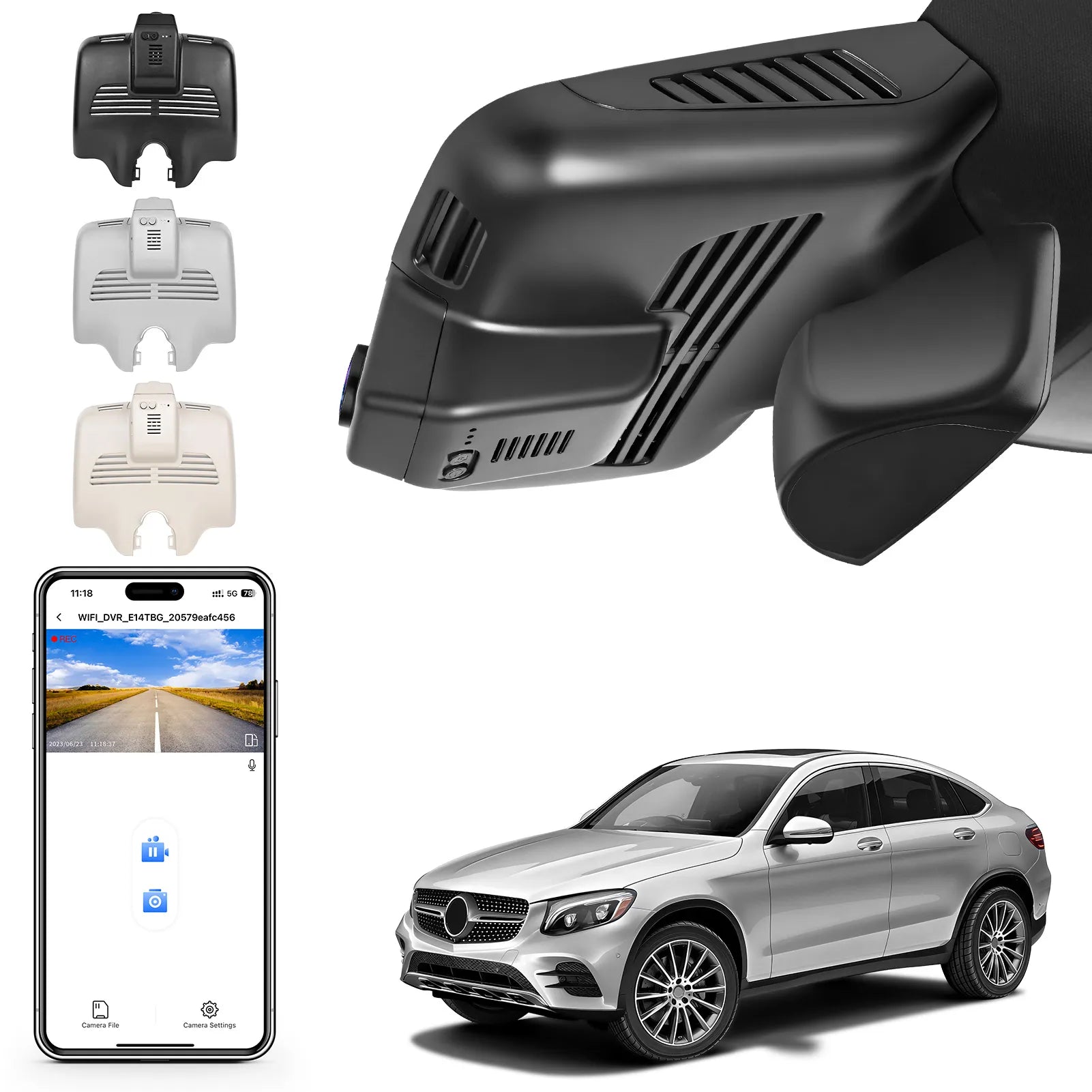 Mangoal Front 4K HDR Dash Cam STARVIS 2 IMX678 for Mercedes-Benz GLC Gen1 X253/C253 2016-2020(Model B Black)
