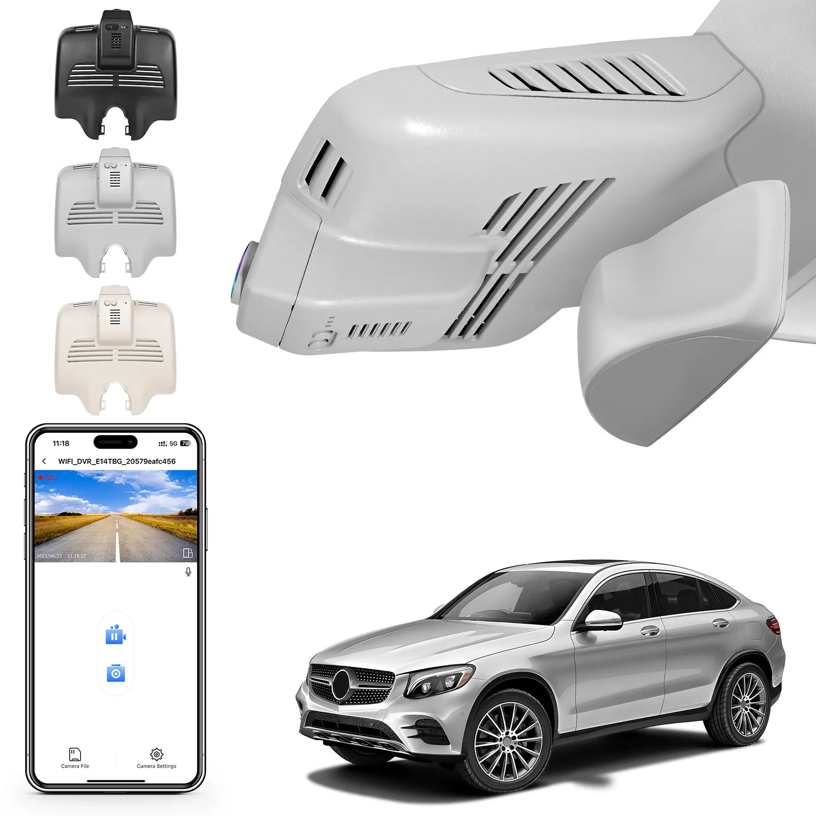 Mangoal 4K Dash Cam for Mercedes-Benz GLC Gen1 X253/C253 2016-2020 (Model B Gray)