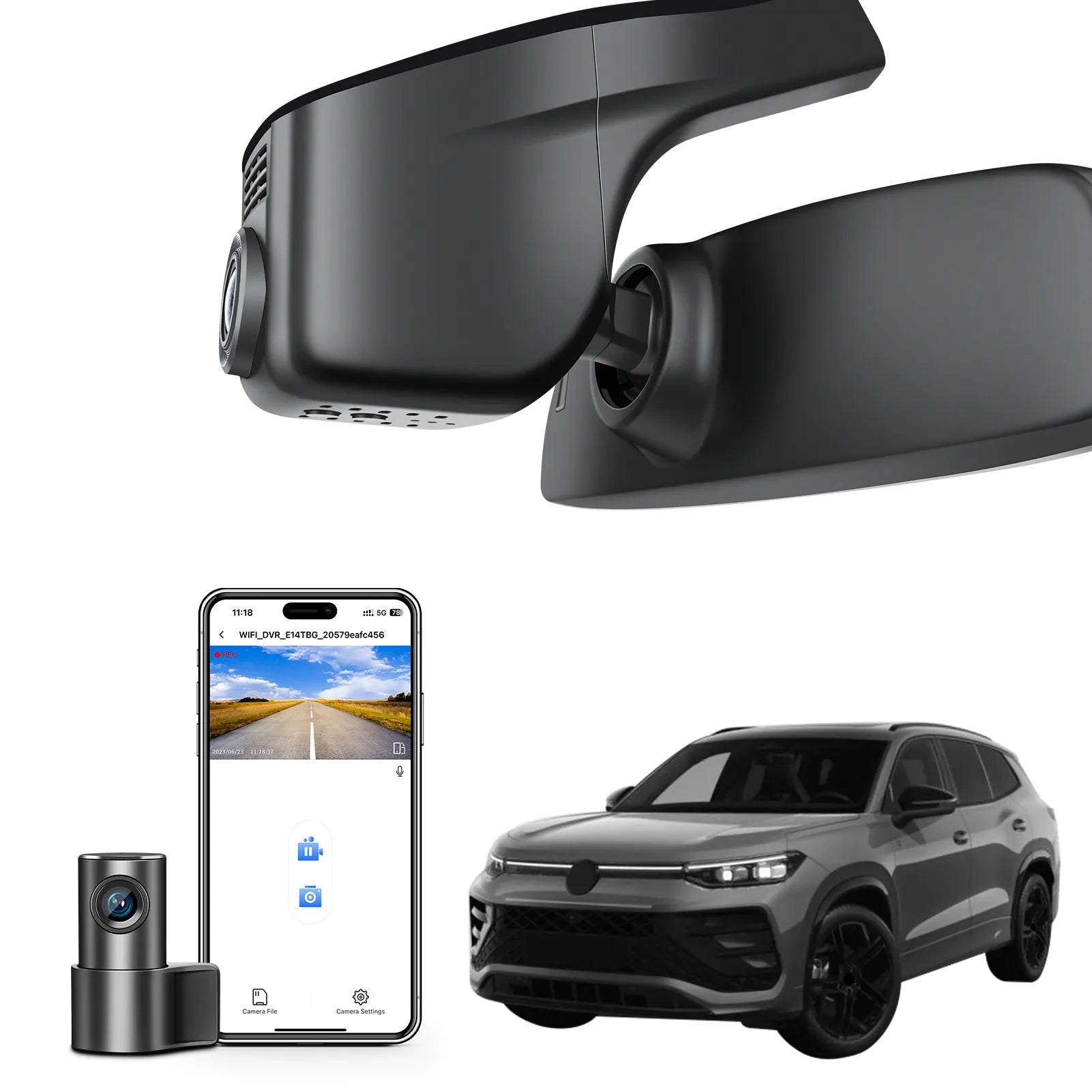 Mangoal 4K Front & 2K Rear 2 Channel HDR Dash Cam, Dual STARVIS 2 IMX678 IMX675, Custom Fit for Volkswagen Tayron 2019-2025(Model A Black)