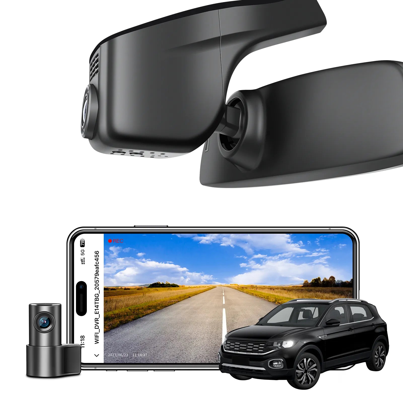 Mangoal 4K Front & 2K Rear 2 Channel HDR Dash Cam, Dual STARVIS 2 IMX678 IMX675, Custom Fit for VolksWagen T-Cross 2020-2024 (Model A Black)