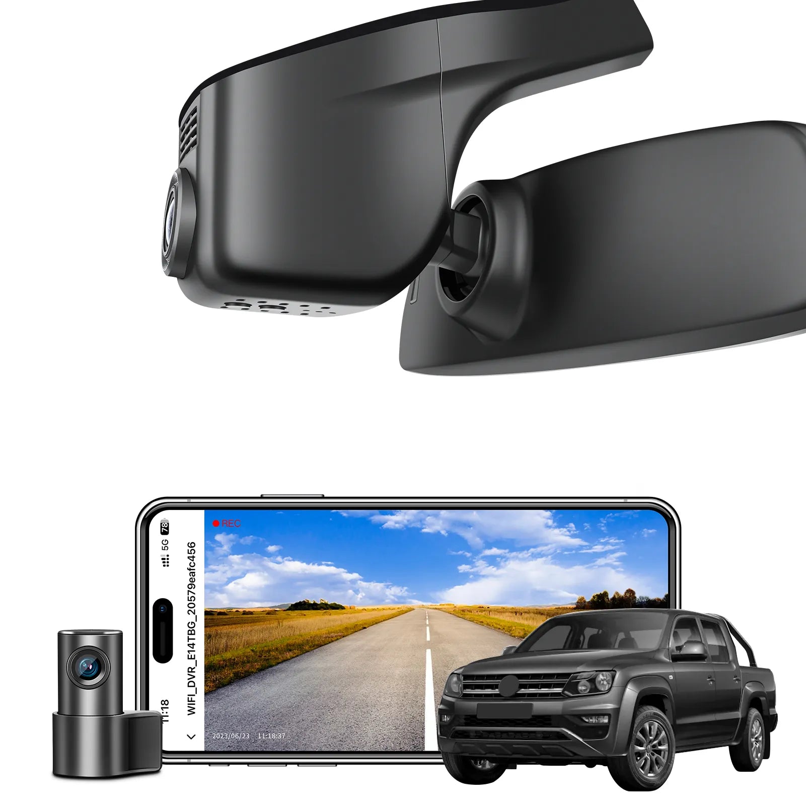 Mangoal 4K Front & 2K Rear 2 Channel HDR Dash Cam, Dual STARVIS 2 IMX678 IMX675, Custom Fit for for Volkswagen Amarok 2017-2022 (Model A Black)