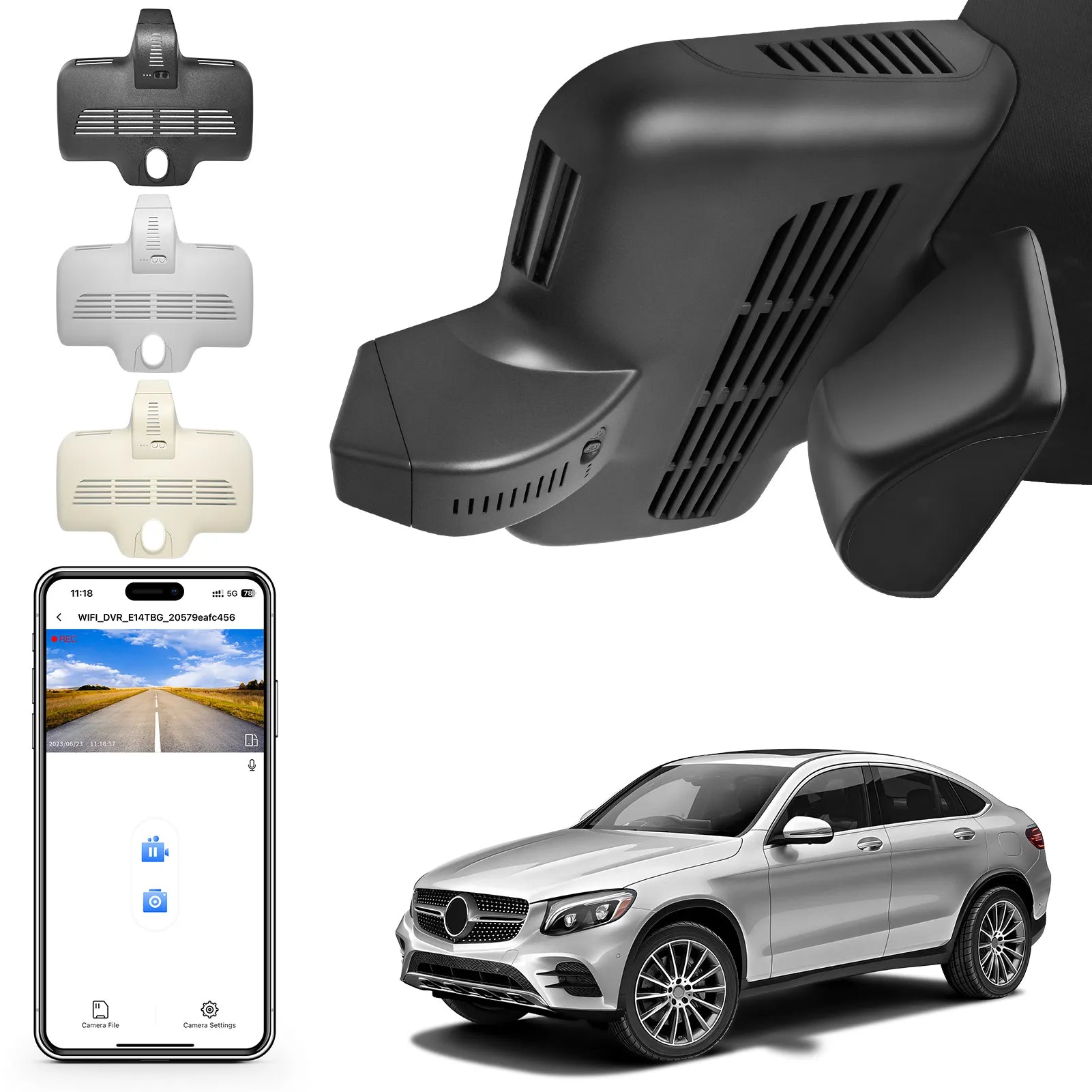 Mangoal Front 4K HDR Dash Cam STARVIS 2 IMX678 for Mercedes-Benz GLC Gen1 X253/C253 2016-2020(Model D Black)