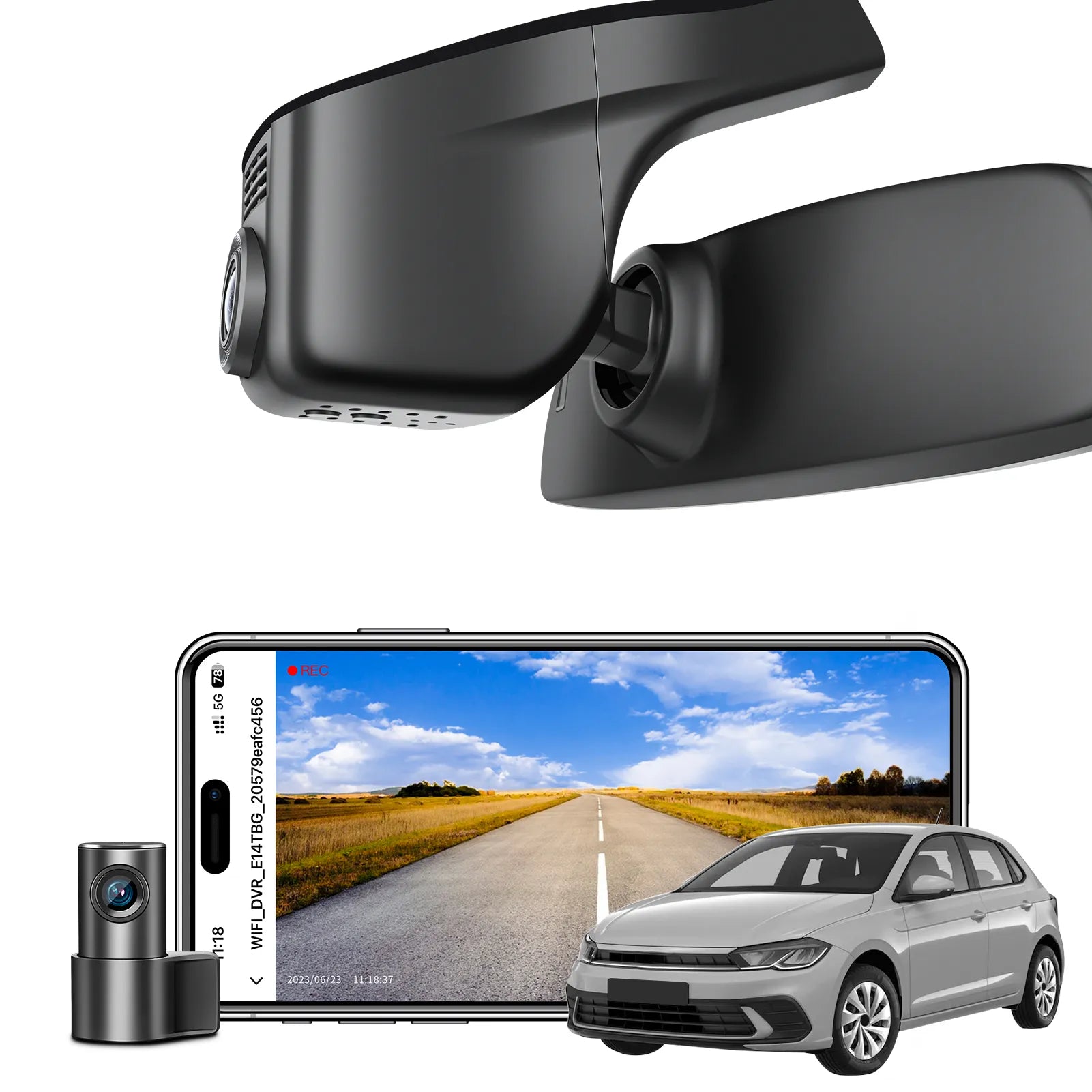 Mangoal 4K Front & 2K Rear 2 Channel HDR Dash Cam, Dual STARVIS 2 IMX678 IMX675, Custom Fit for VolksWagen Polo 2018-2024 (Model A Black)