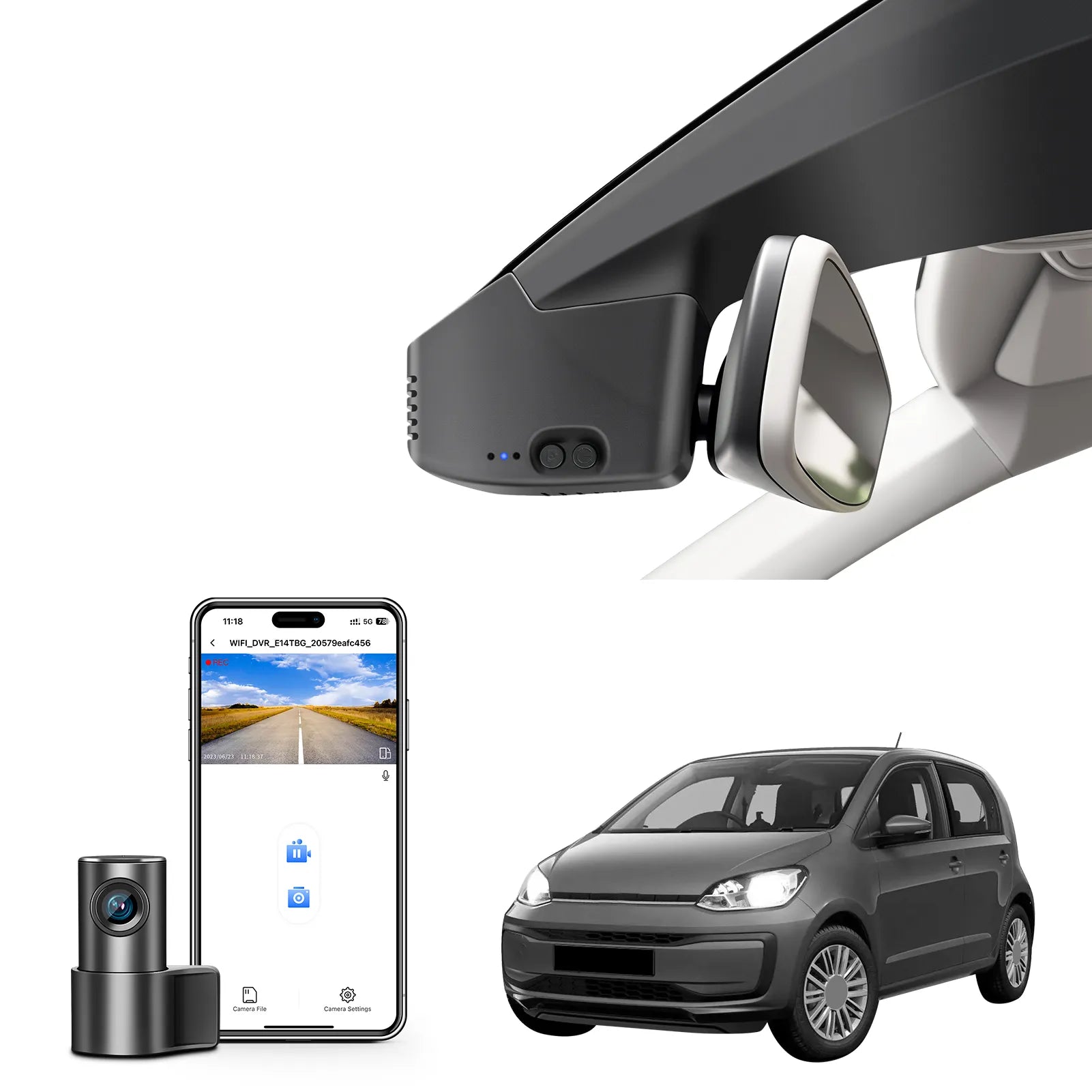 Mangoal 4K Front & 2K Rear 2 Channel HDR Dash Cam, Dual STARVIS 2 IMX678 IMX675, Custom Fit for Volkswagen up! (Model B Black)