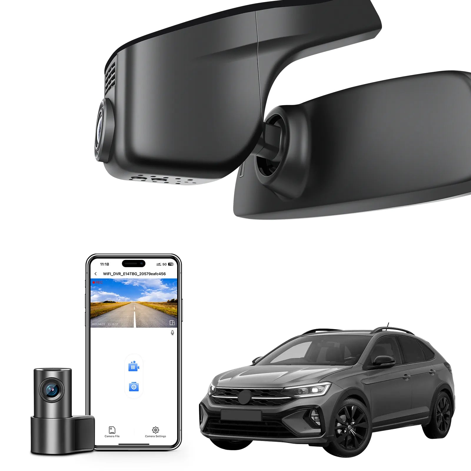 Mangoal 4K Front & 2K Rear 2 Channel HDR Dash Cam, Dual STARVIS 2 IMX678 IMX675, Custom Fit for VolksWagen Taigo 2022-2025 (Model A Black)