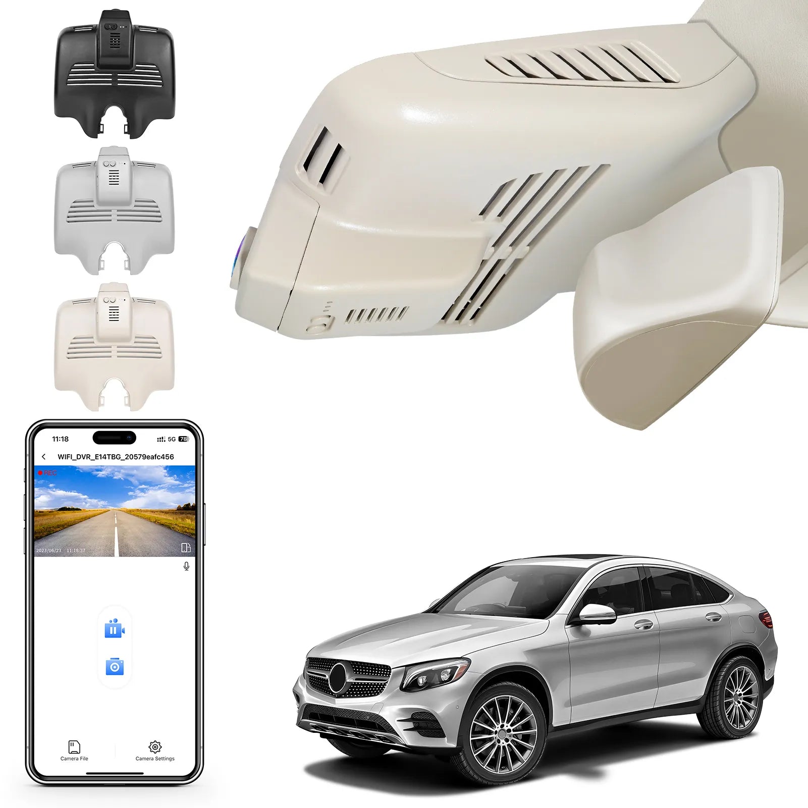 Mangoal 4K Front & 2K Rear 2 Channel HDR Dash Cam, Dual STARVIS 2 IMX678 IMX675 for Mercedes-Benz GLC Gen1 X253/C253 2016-2020(Model B Beige)