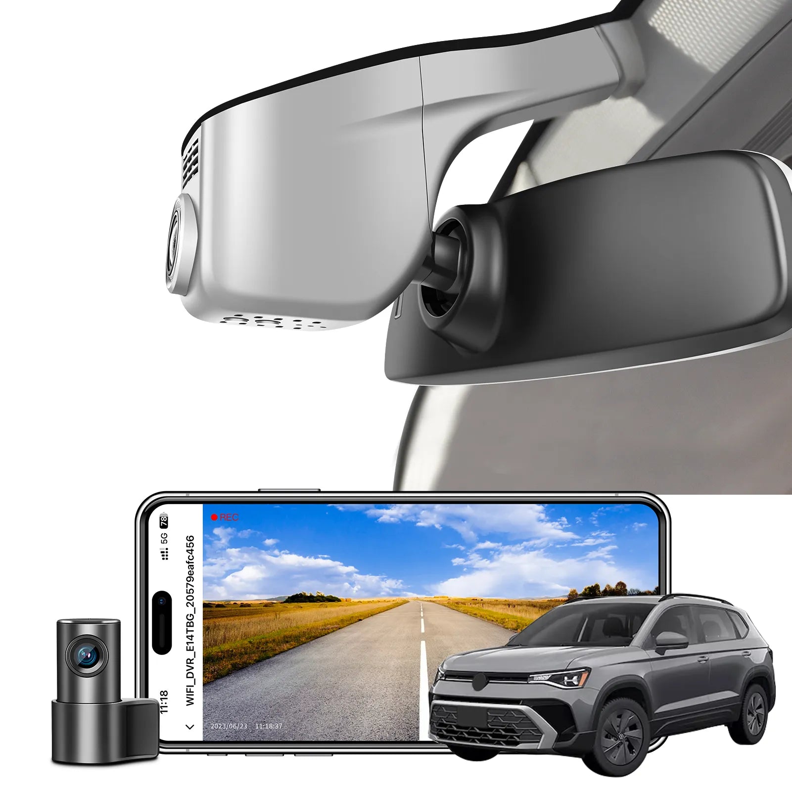 Mangoal 4K Front & 2K Rear 2 Channel HDR Dash Cam, Dual STARVIS 2 IMX678 IMX675, Custom Fit for Volkswagen Taos 2022-2025 S SE SEL(Model A Gray)