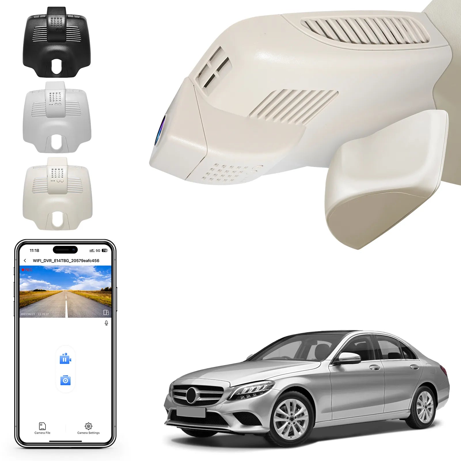 Mangoal 4K Front & 2K Rear 2 Channel HDR Dash Cam, Dual STARVIS 2 IMX678 IMX675 for Mercedes-Benz C-Class Gen4 W/S/C/A 205 2015-2021(Model C Beige), C200 C250 C300 etc