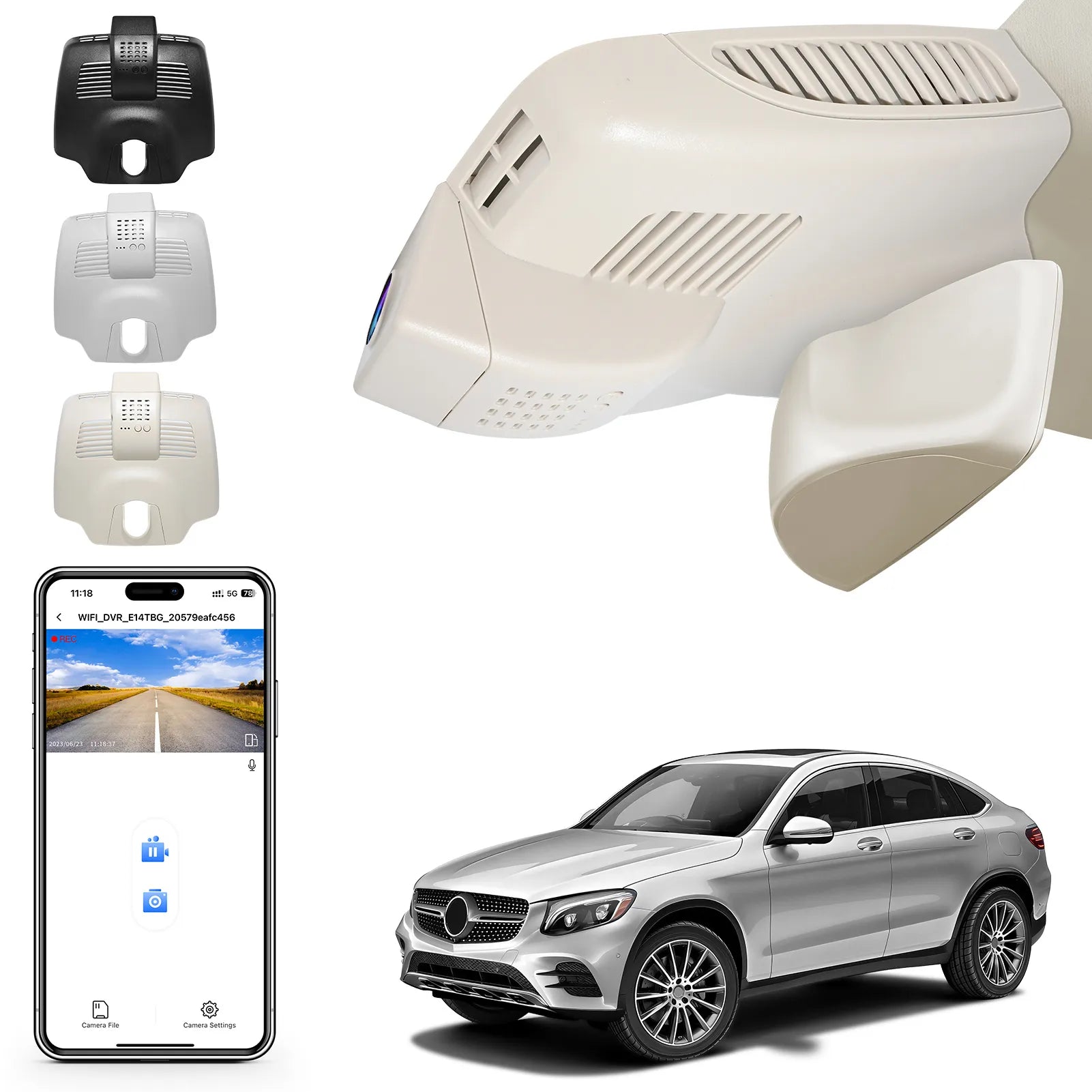 Mangoal 4K Front & 2K Rear 2 Channel HDR Dash Cam, Dual STARVIS 2 IMX678 IMX675 for Mercedes-Benz GLC Gen1 X253/C253 2016-2020(Model C Beige)