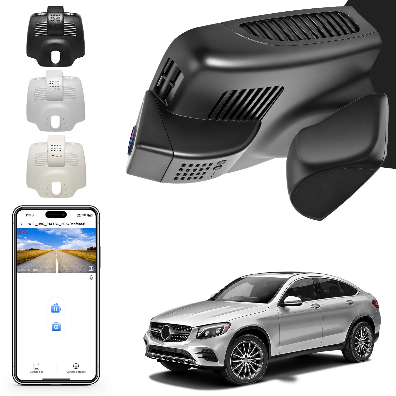 Mangoal Front 4K HDR Dash Cam STARVIS 2 IMX678 for Mercedes-Benz GLC Gen1 X253/C253 2016-2020(Model C Black)