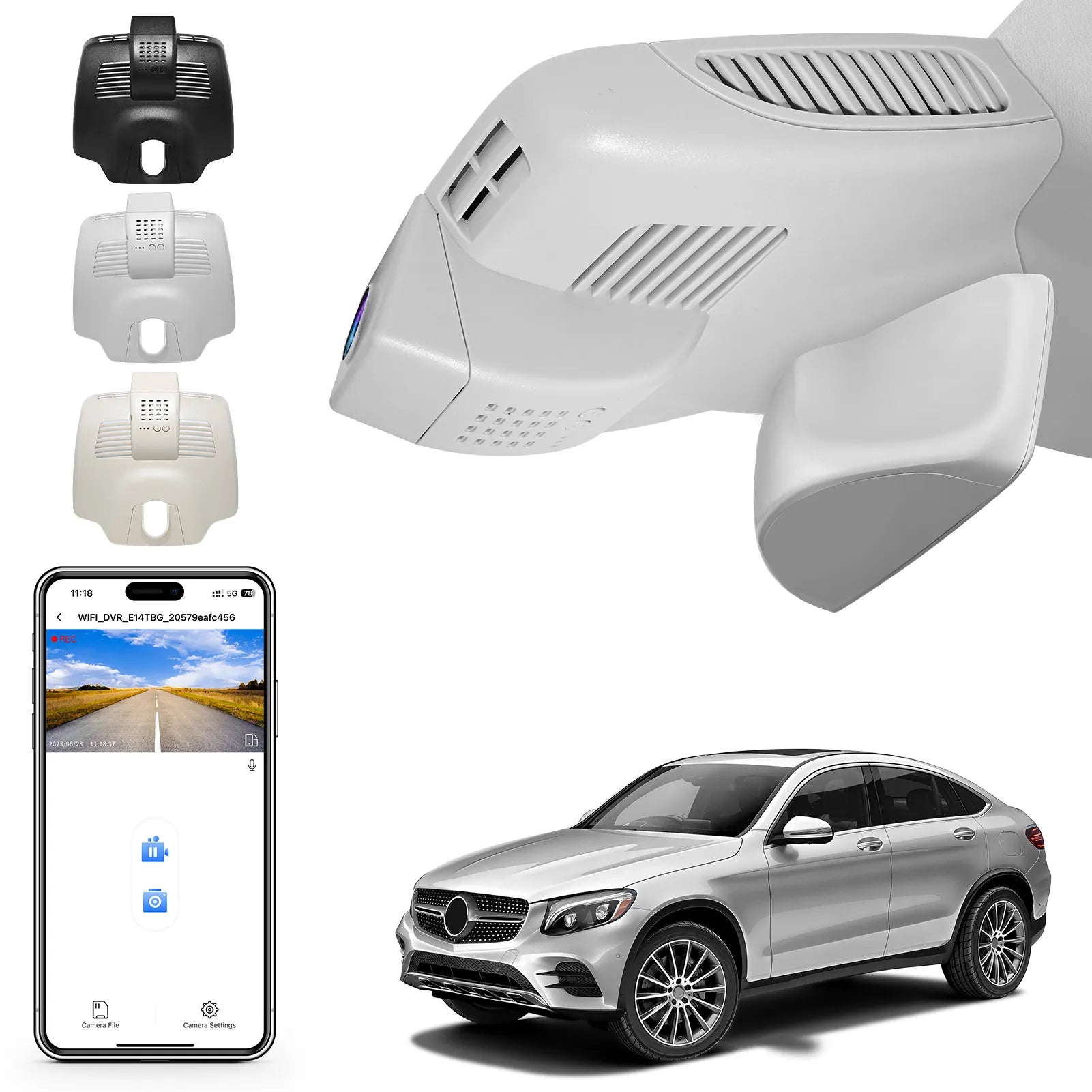 Mangoal 4K Dash Cam for Mercedes-Benz GLC Gen1 X253/C253 2016-2020 (Model C Gray)