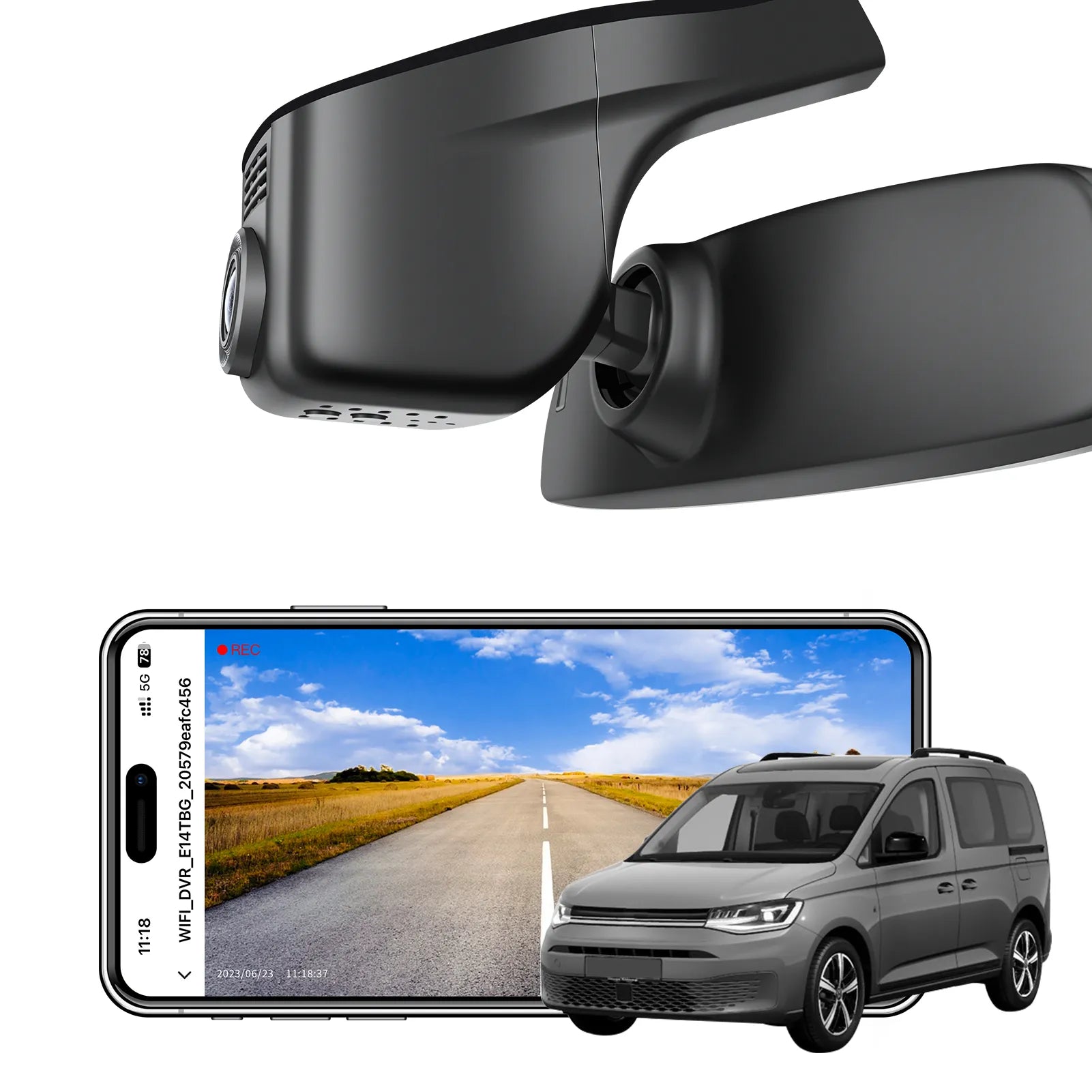 Mangoal Front 4K HDR Dash Cam STARVIS 2 IMX678, Custom Fit for Volkswagen Caddy 2016-2026 (Model A Black)