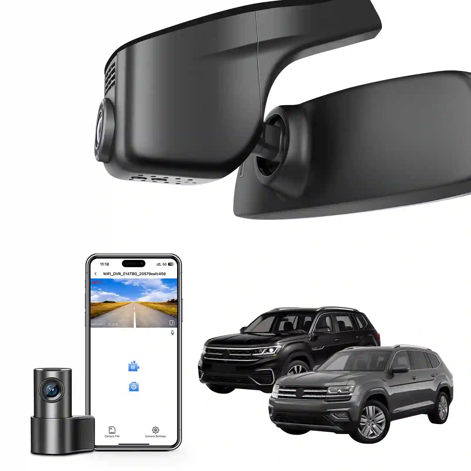 Car camera system with smartphone app, SUVs, and additional camera by mangoal tech dash camera