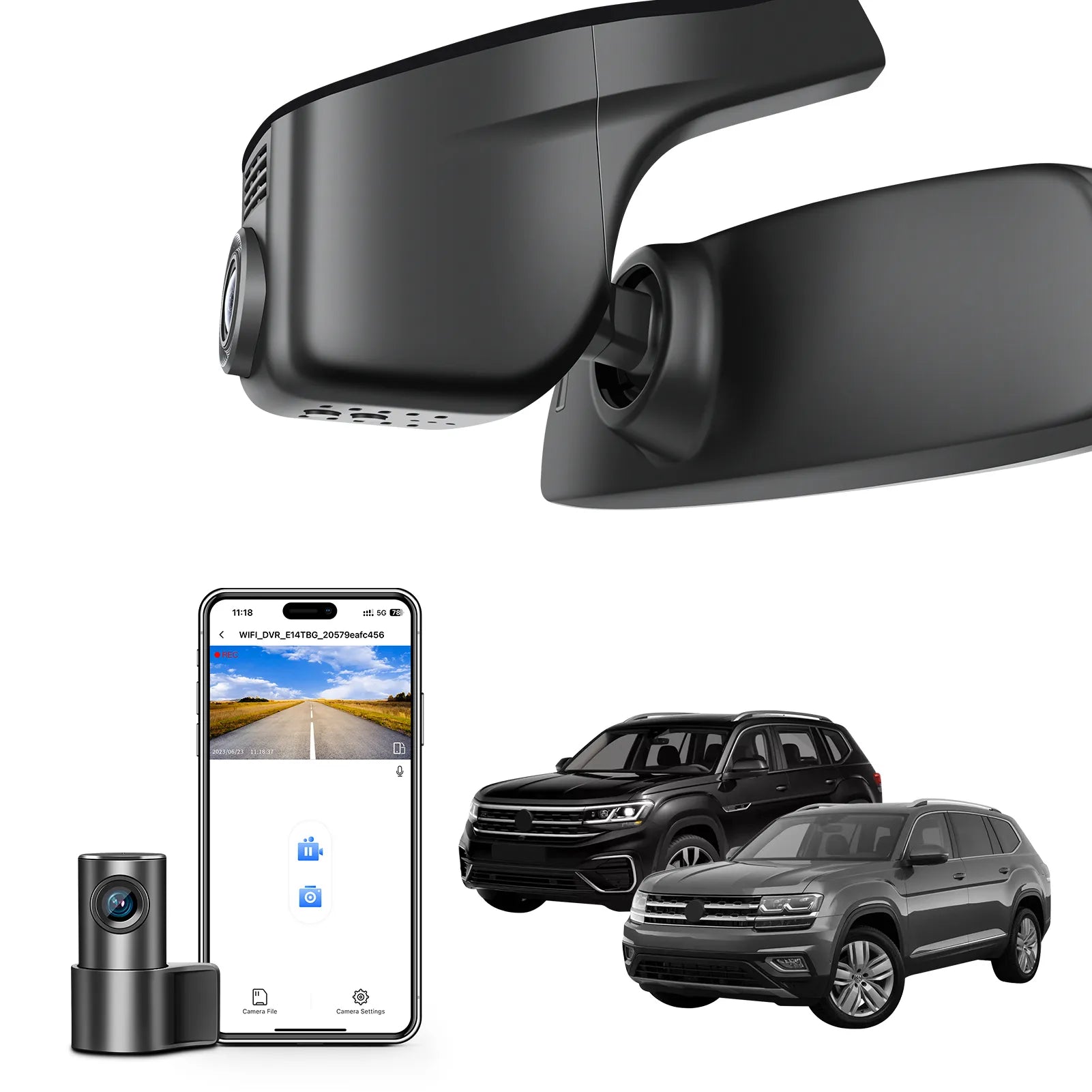 Mangoal 4K Front & 2K Rear 2 Channel HDR Dash Cam, Dual STARVIS 2 IMX678 IMX675, Custom Fit for Volkswagen Atlas 2018-2026 & Atlas Cross Sport 2020-2026 (Model A Black)