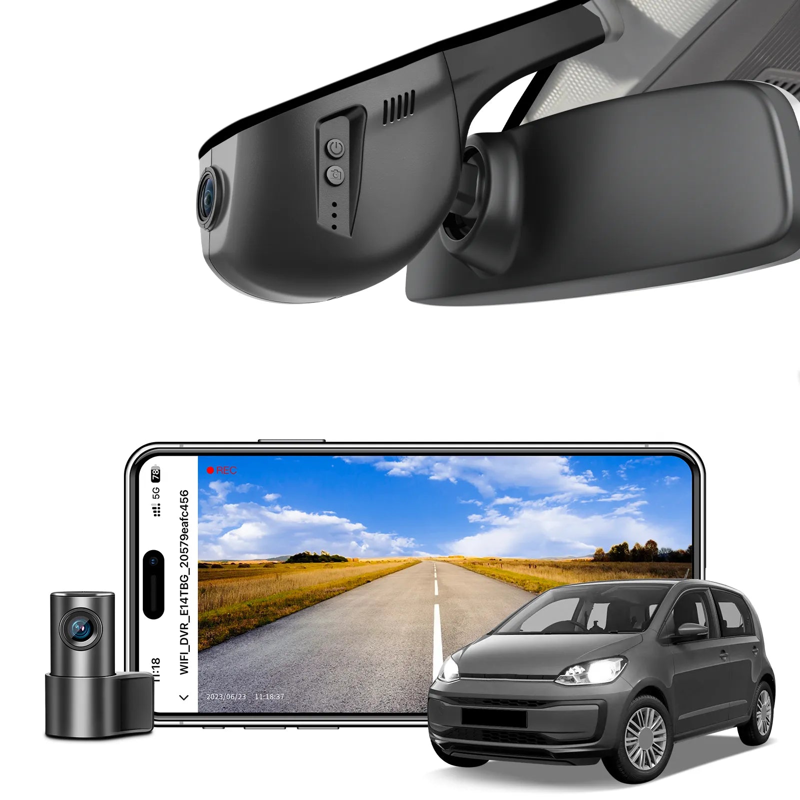 Mangoal 4K Front & 2K Rear 2 Channel HDR Dash Cam, Dual STARVIS 2 IMX678 IMX675, Custom Fit for Volkswagen up! (Model A)