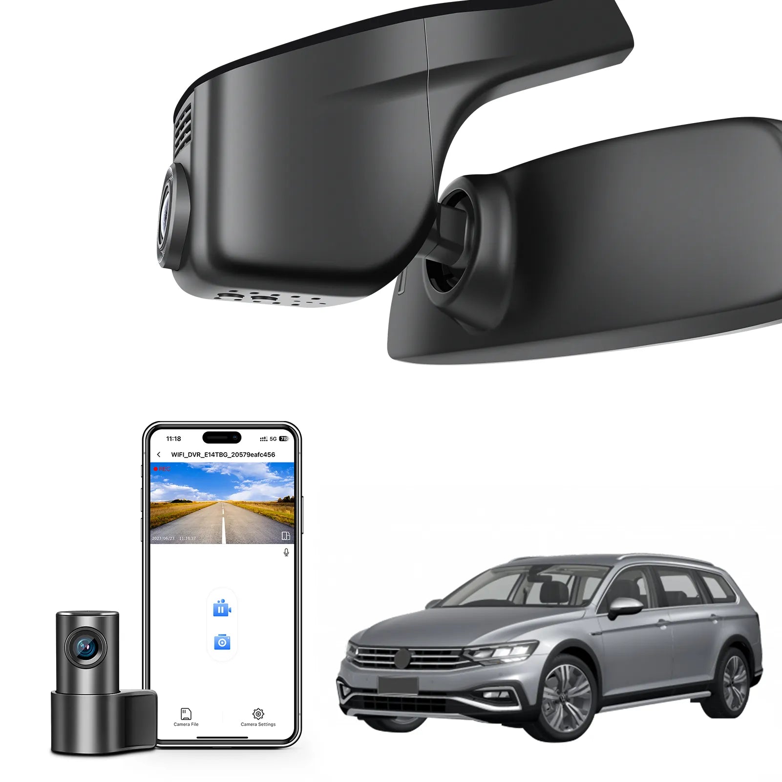 Mangoal 4K Front & 2K Rear 2 Channel HDR Dash Cam, Dual STARVIS 2 IMX678 IMX675, Custom Fit for VW Passat B8 2015-2024 (Model A Black)