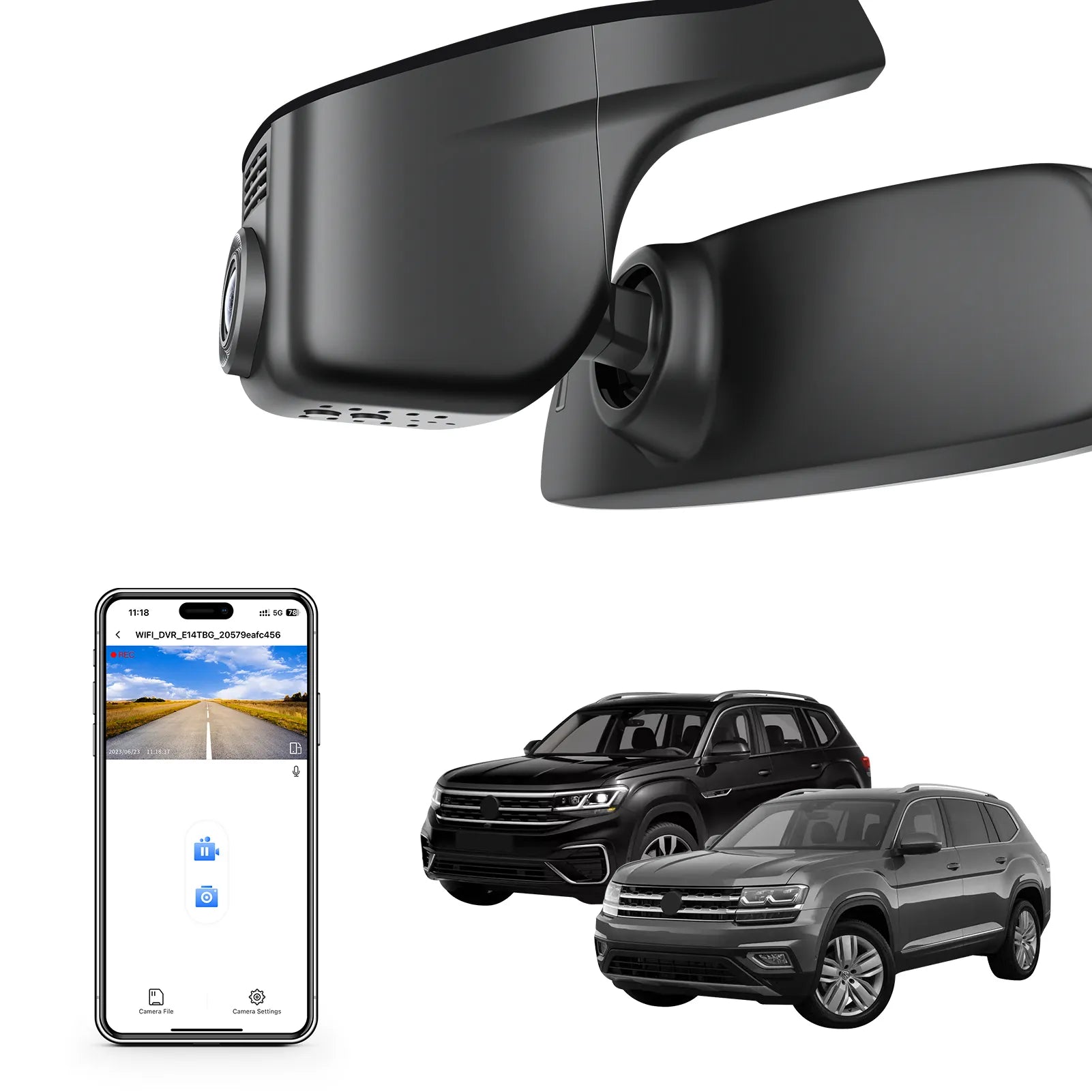 Mangoal Front 4K HDR Dash Cam STARVIS 2 IMX678, Custom Fit forVolkswagen Atlas 2018-2026 & Atlas Cross Sport 2020-2026 (Model A Black)
