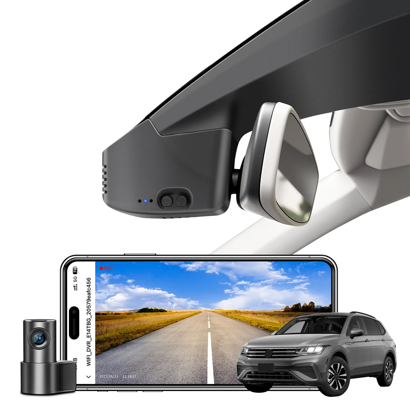 Mangoal 4K Front & 2K Rear 2 Channel HDR Dash Cam, Dual STARVIS 2 IMX678 IMX675, Custom Fit for Volkswagen Tiguan 2018-2024 Gen2 AD/BW (Model B Black)