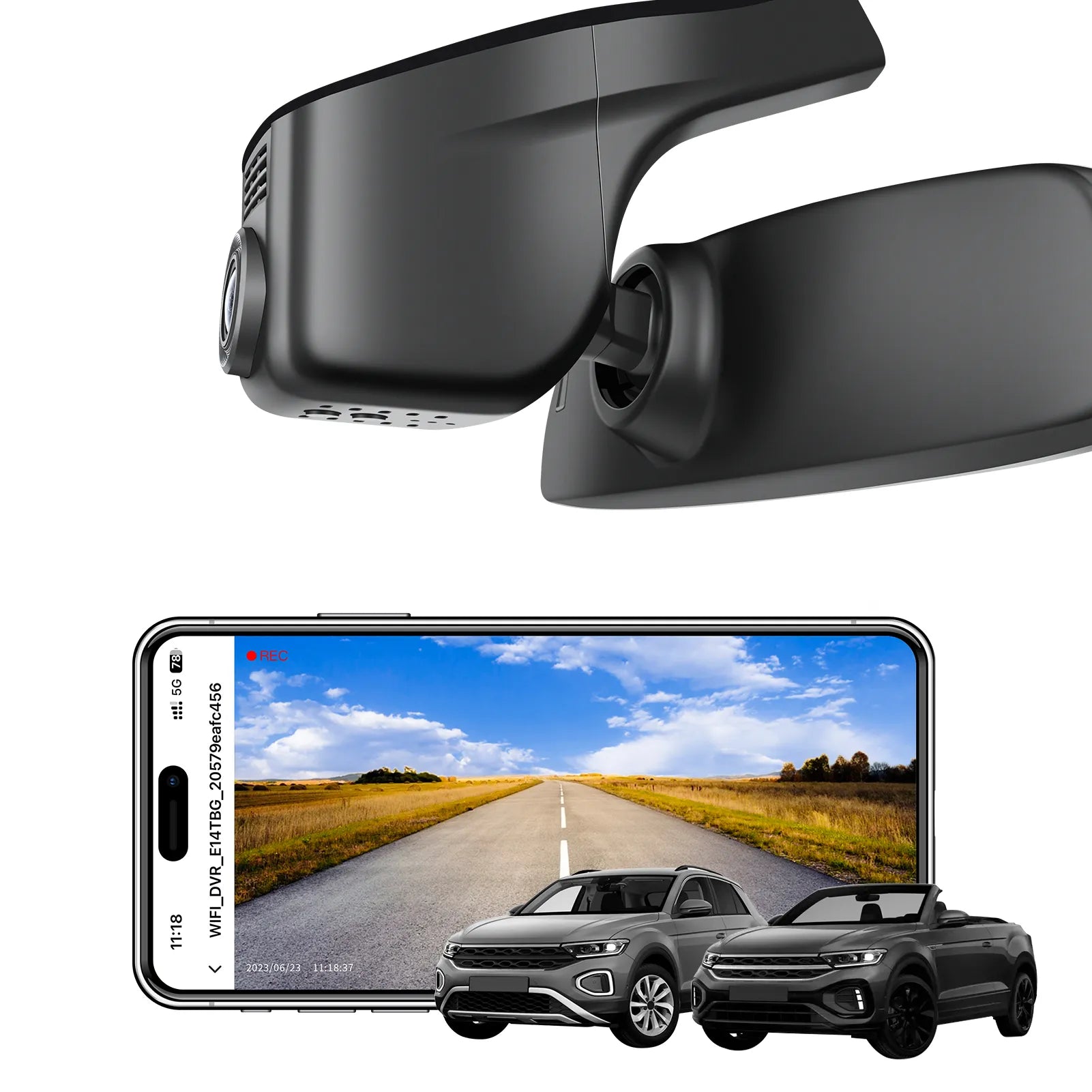 Mangoal Front 4K HDR Dash Cam STARVIS 2 IMX678, Custom Fit for Volkswagen T-ROC & T-ROC Cabrio2018-2025(Model A Black)