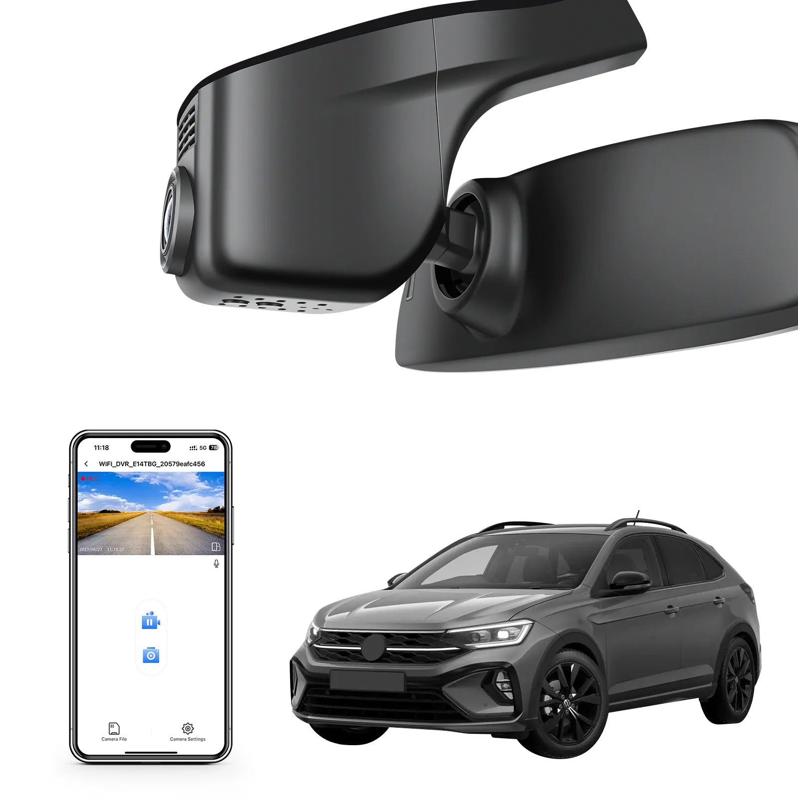 Mangoal Front 4K HDR Dash Cam STARVIS 2 IMX678, Custom Fit  for VolksWagen Taigo 2022-2025 (Model A Black)
