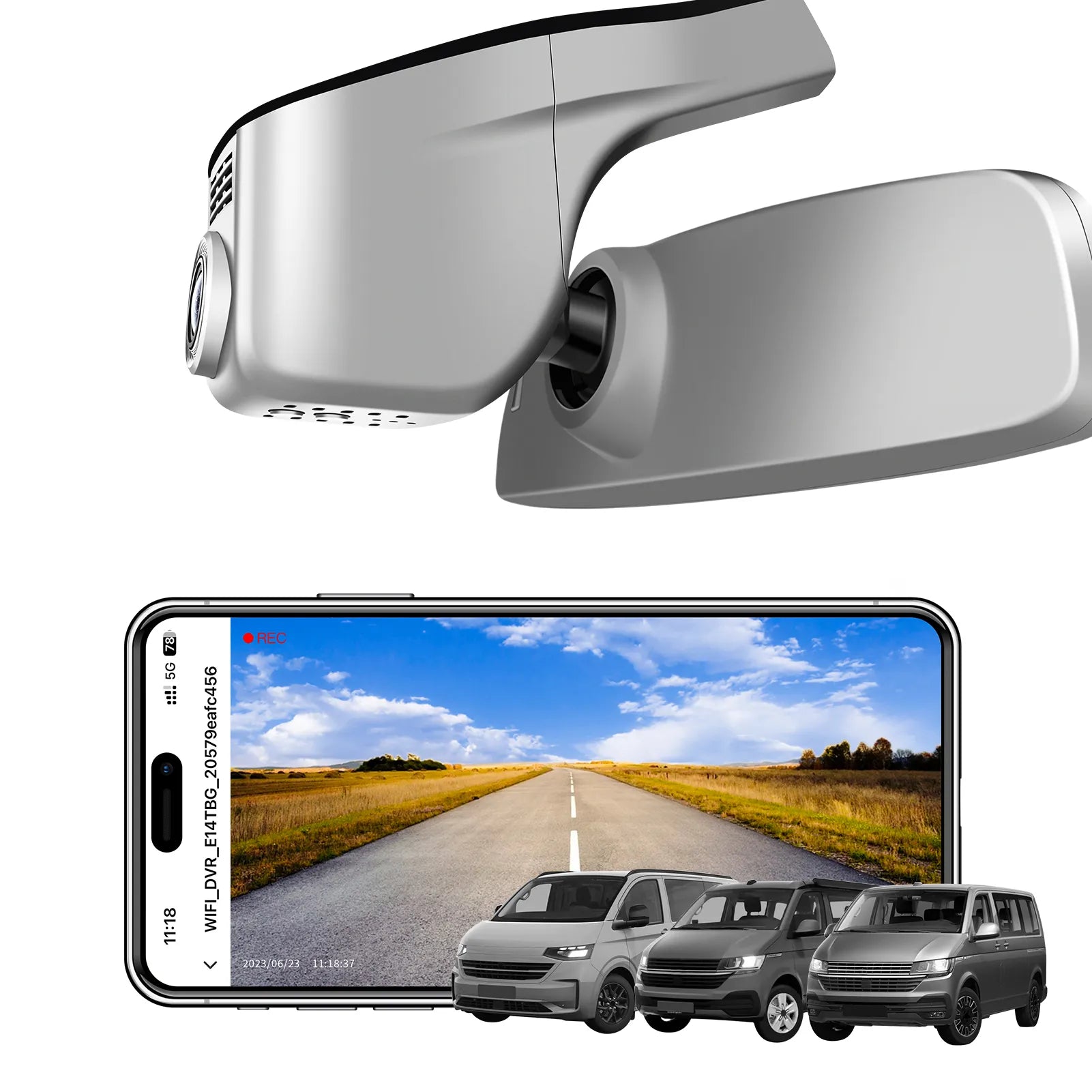 Mangoal Front 4K HDR Dash Cam STARVIS 2 IMX678, Custom Fit for Volkswagen Transporter T6 T6.1 Multivan & California & Caravelle 2016-2025 (Model A Gray)