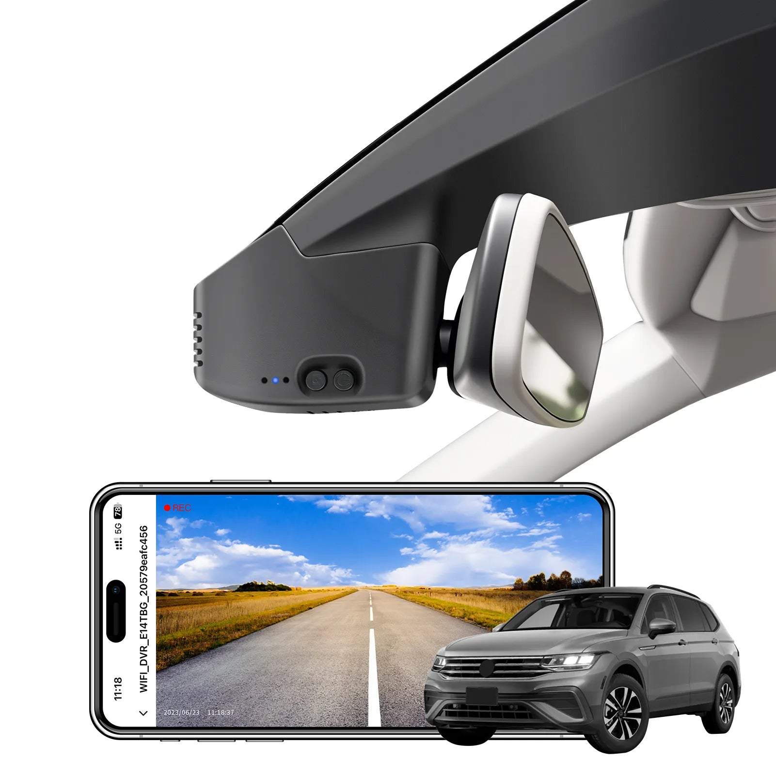 Mangoal Front 4K HDR Dash Cam STARVIS 2 IMX678, Custom Fit for Volkswagen Tiguan 2018-2024 Gen2 AD/BW (Model B Black)
