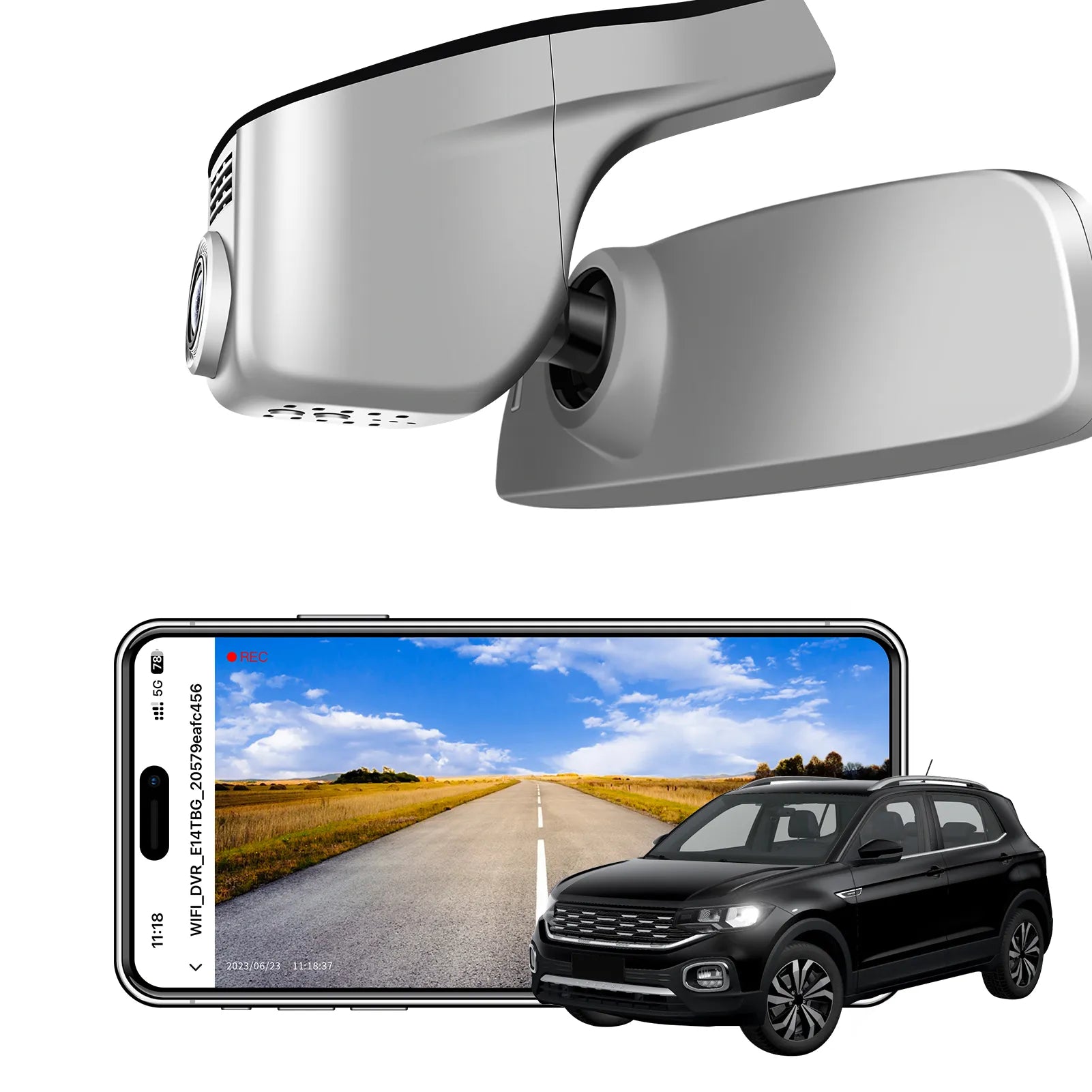 Mangoal Front 4K HDR Dash Cam STARVIS 2 IMX678, Custom Fit  for VolksWagen T-Cross 2020-2024(Model A Gray)