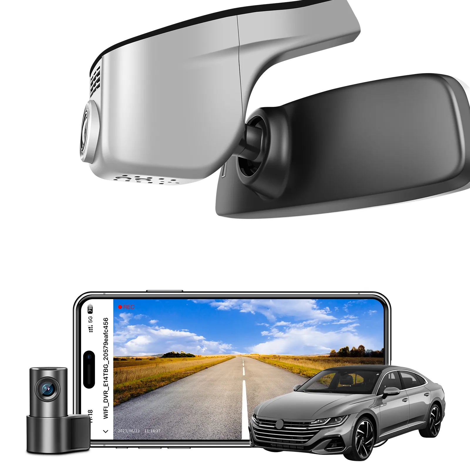 4K Front & 2K Rear 2 Channel HDR Dash Cam, Dual STARVIS 2 IMX678 IMX675, Fit for Volkswagen Arteon 2018-2024 SE SEL Premium R-line Elegance (Model A Gray)